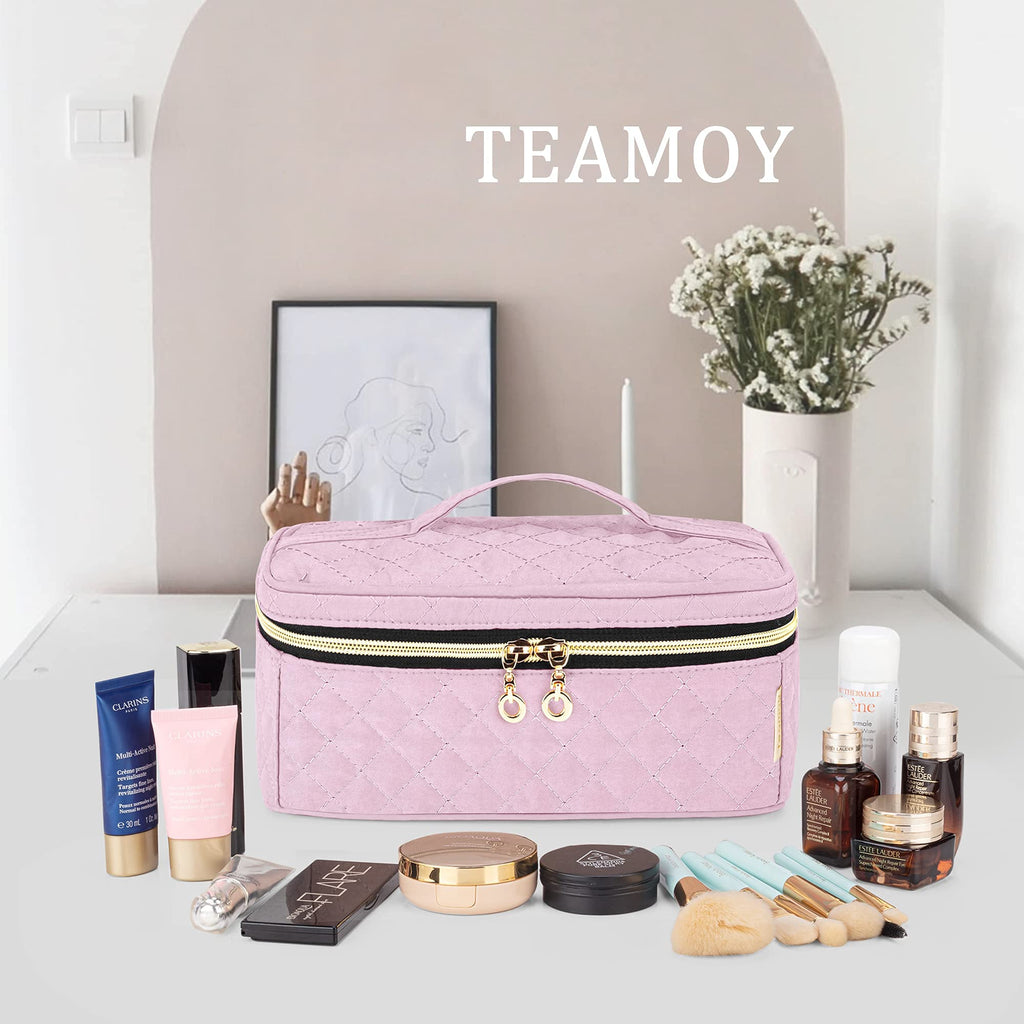 Teamoy Travel Makeup Brush Case | Organizer Bag for Brushes Up to 7 Inches | Pink (Bag Only)