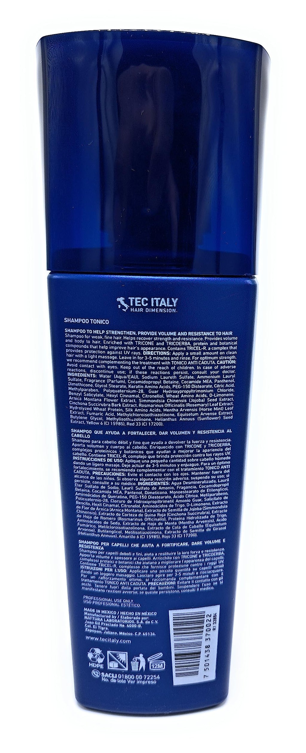 Tec Italy Hair Fortifying Shampoo Tonico for Volume & Resistance (Pack of 3)