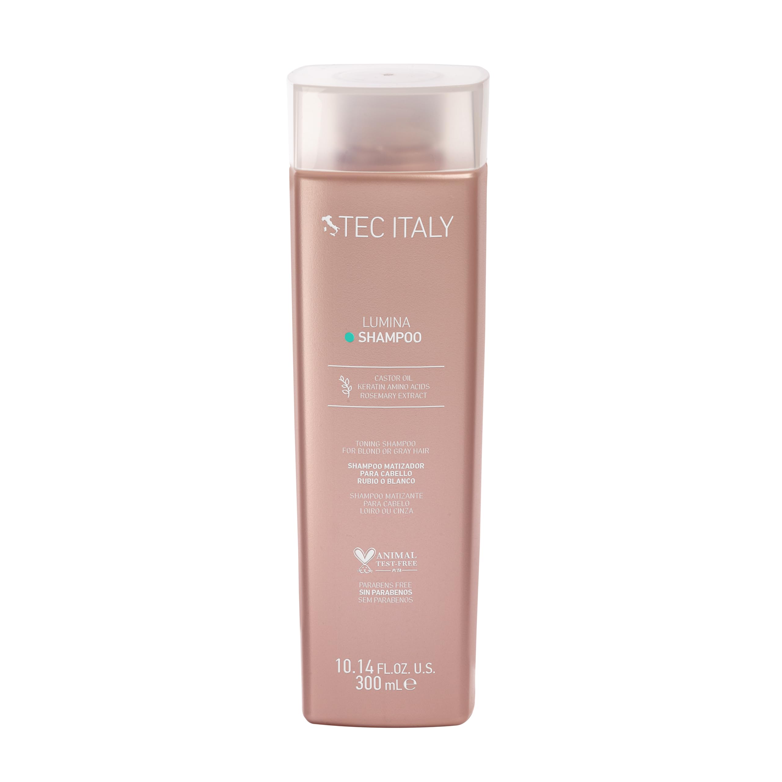 Tec Italy Lumina Shampoo 300 ml – Toning Shampoo for Gray & White Hair, Neutralizes Yellow Tones, Enhances Silver Brightness