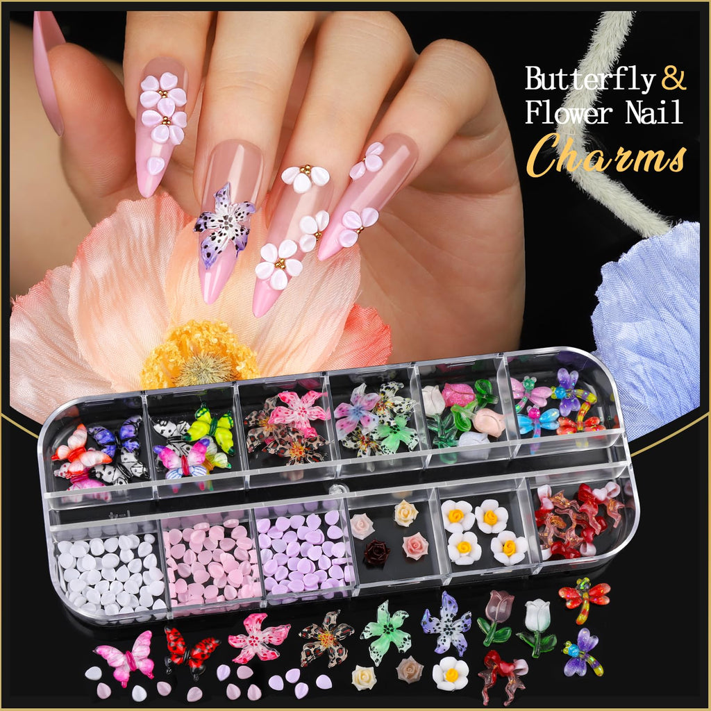 Teenitor Nail Charms & Gems Kit – 8 Boxes of Rhinestones and 3D Nail Art for Women