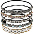 Teenitor 5pcs Rhinestone Beaded Headbands for Women – Elastic Crystal Hairbands (20-26.8 in)