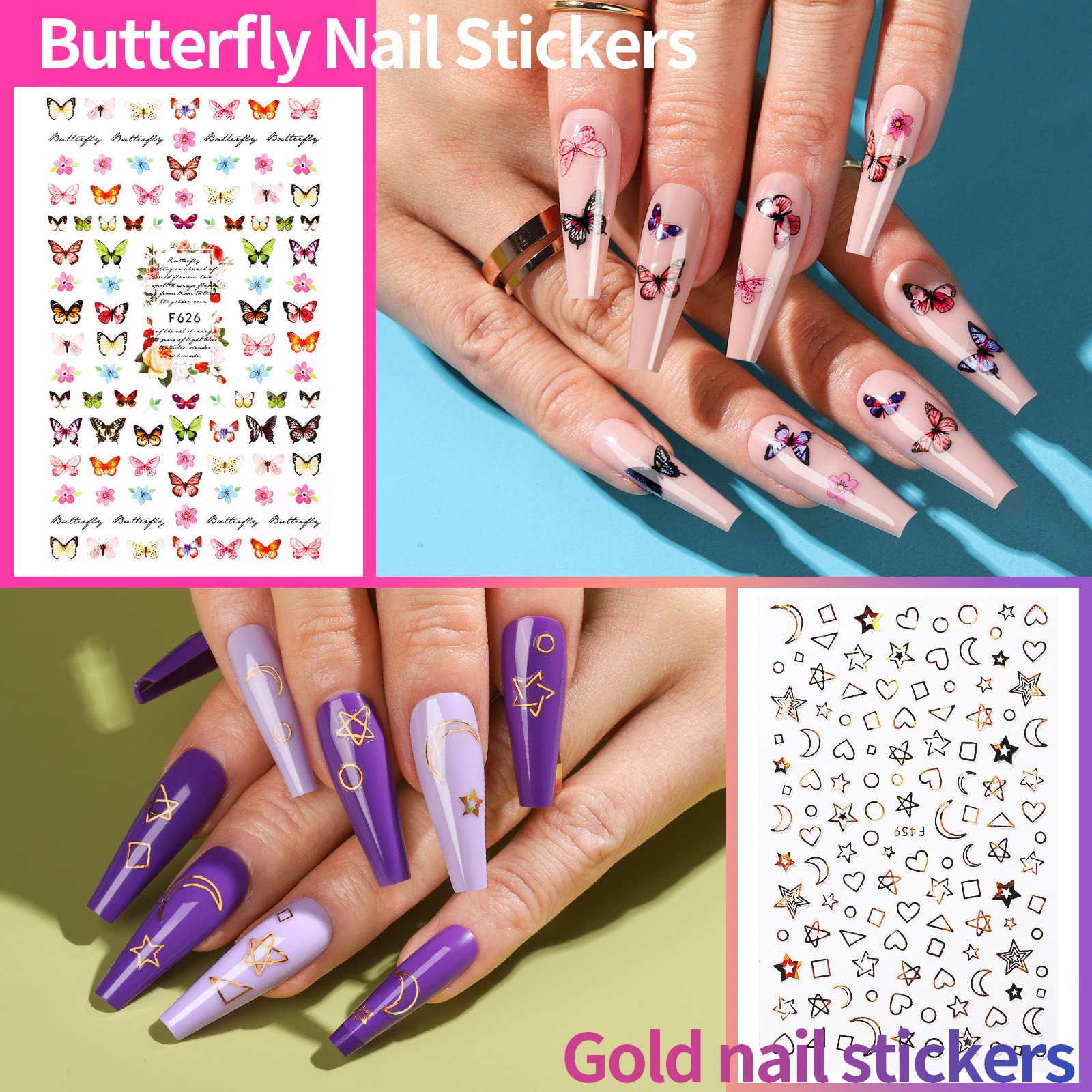 Teenitor Long Press On Nails Kit — 24 Colors, 576pcs, Matte & Glossy Coffin Nails