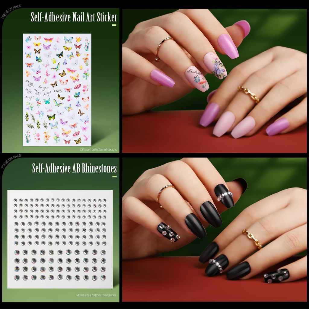 Teenitor 24 Pack Coffin Press-On Nails Kit – Medium Length, 12 Matte & 12 Glossy Colors