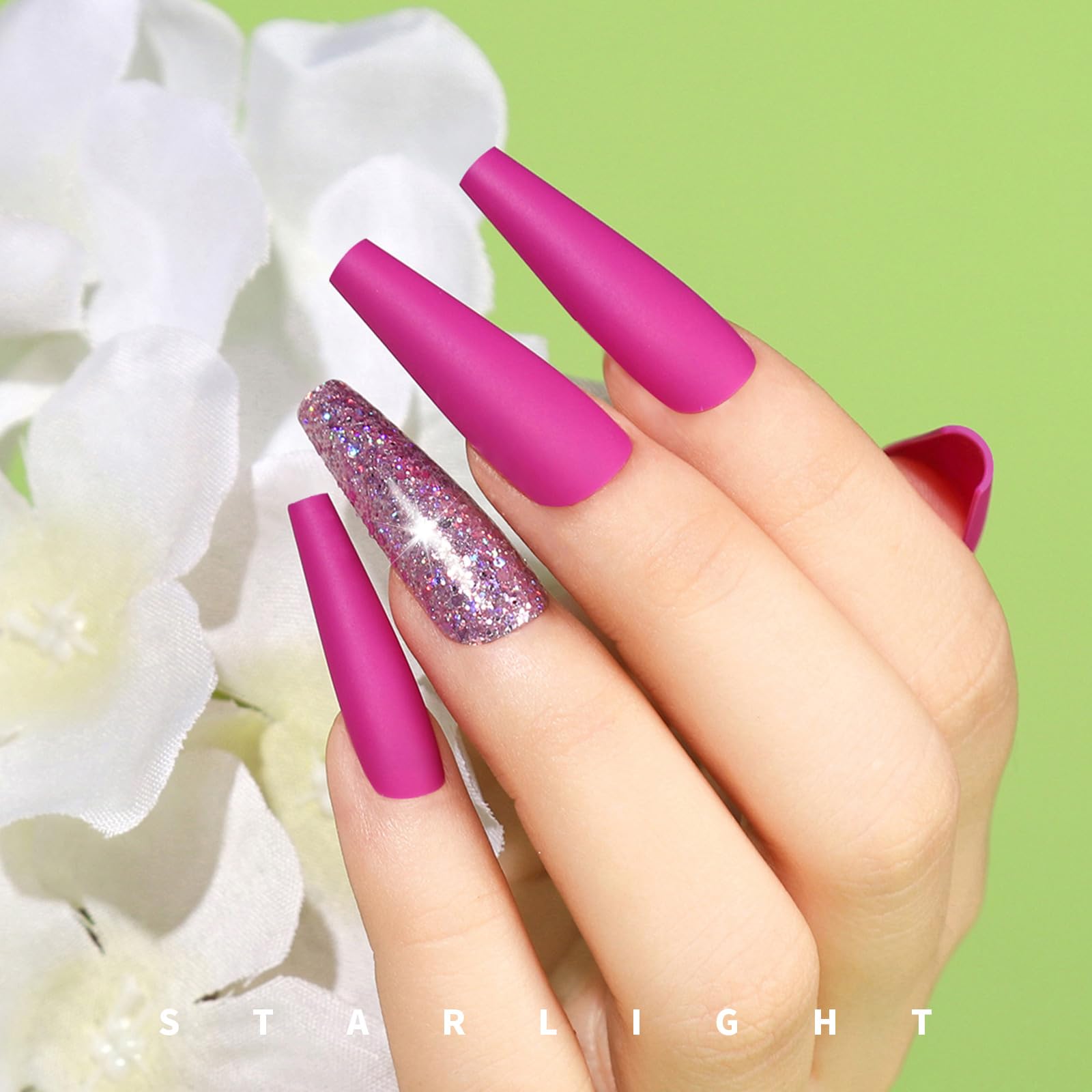 Teenitor Long Fake Nails Kit - 576pc Matte, Glossy & Glitter