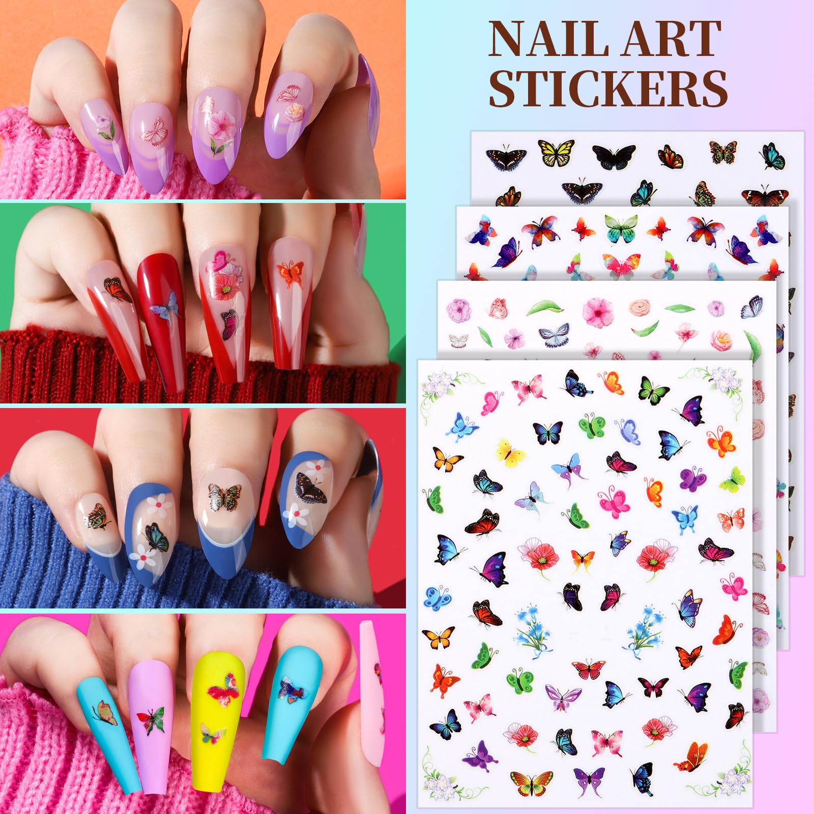 Teenitor Nail Art Brushes Set | 15 Brushes, 5 Dotting Pens, 3D Butterfly Stickers, Rhinestones & Foil Kit