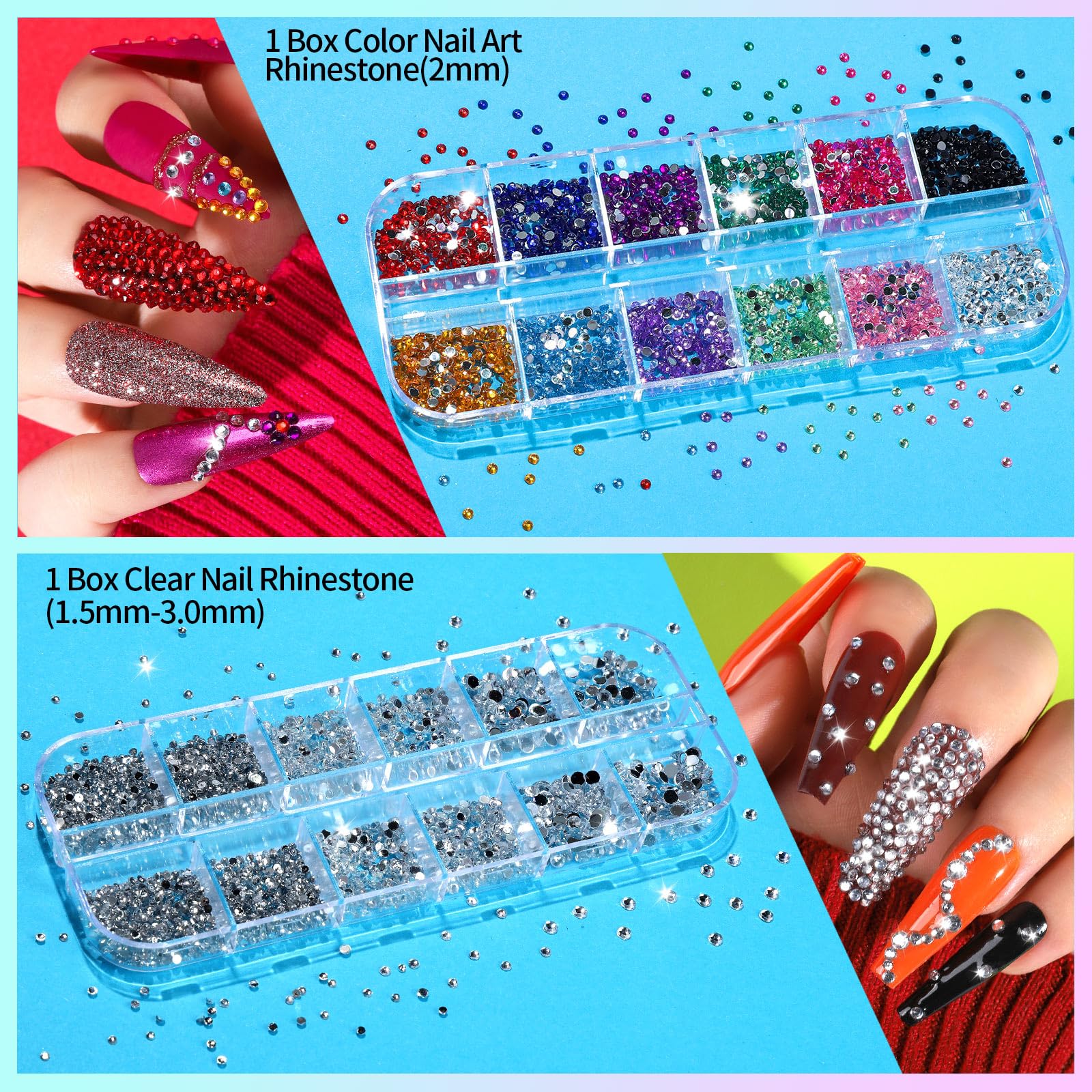 Teenitor Nail Art Brushes Set | 15 Brushes, 5 Dotting Pens, 3D Butterfly Stickers, Rhinestones & Foil Kit