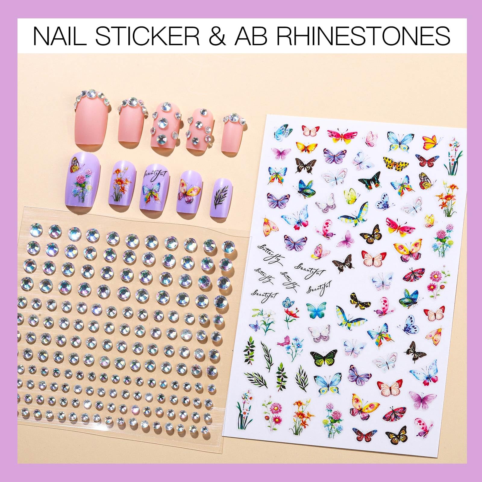 Teenitor Medium Square Press On Nails Kit – 576 Pcs, Glue, Tabs, Glitter & Matte Finishes