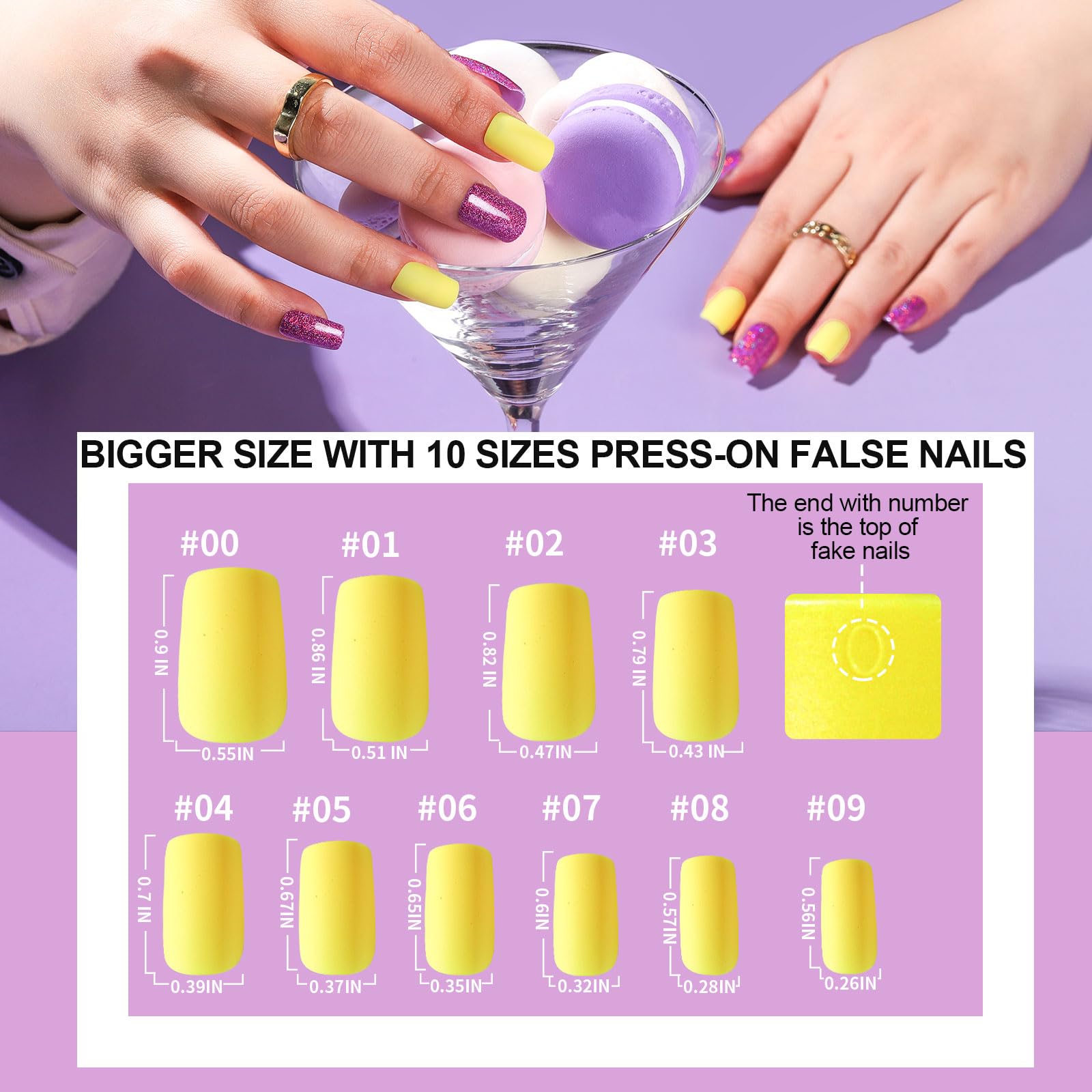 Teenitor Medium Square Press On Nails Kit – 576 Pcs, Glue, Tabs, Glitter & Matte Finishes