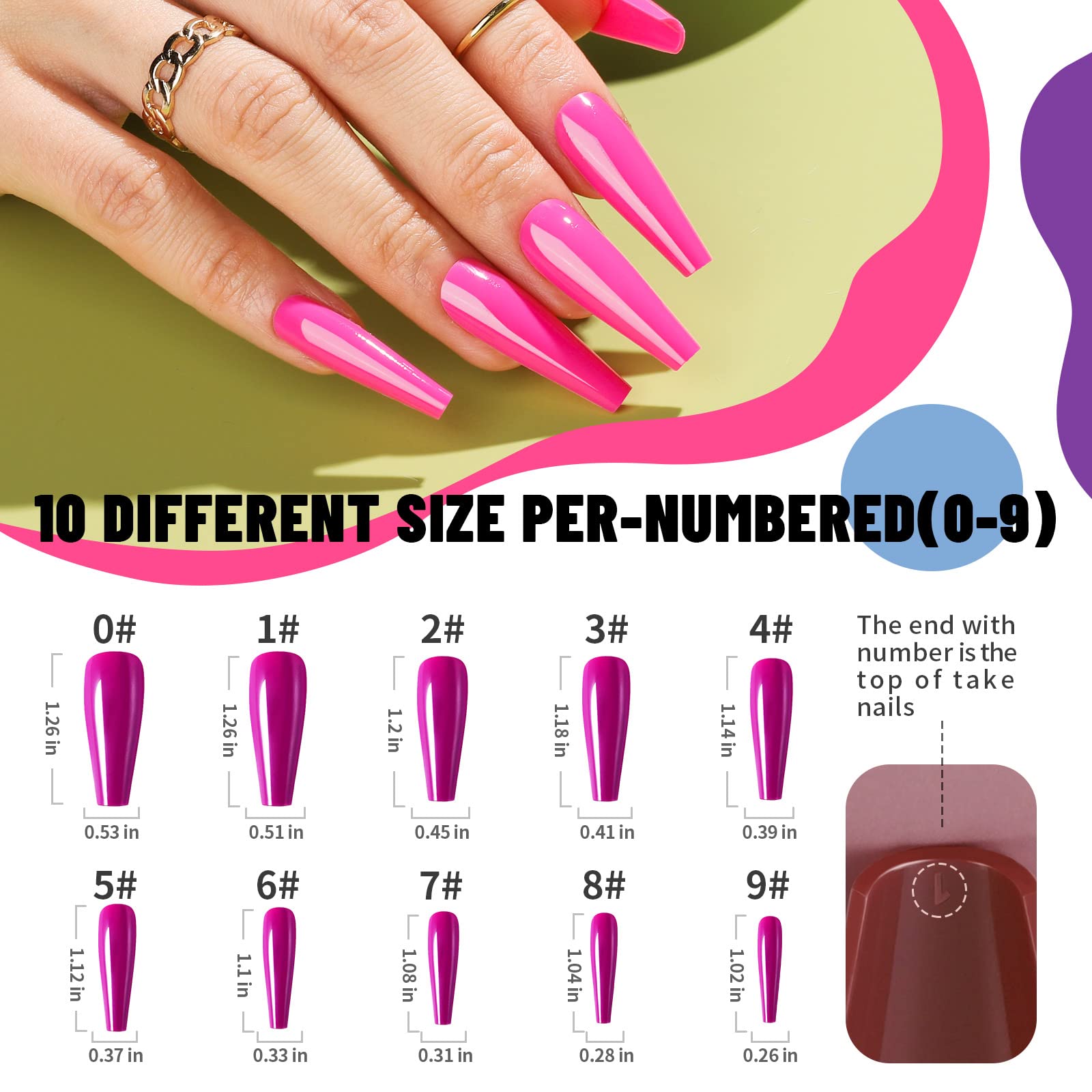 Teenitor Long Press On Nails Kit — 24 Colors, 576pcs, Matte & Glossy Coffin Nails