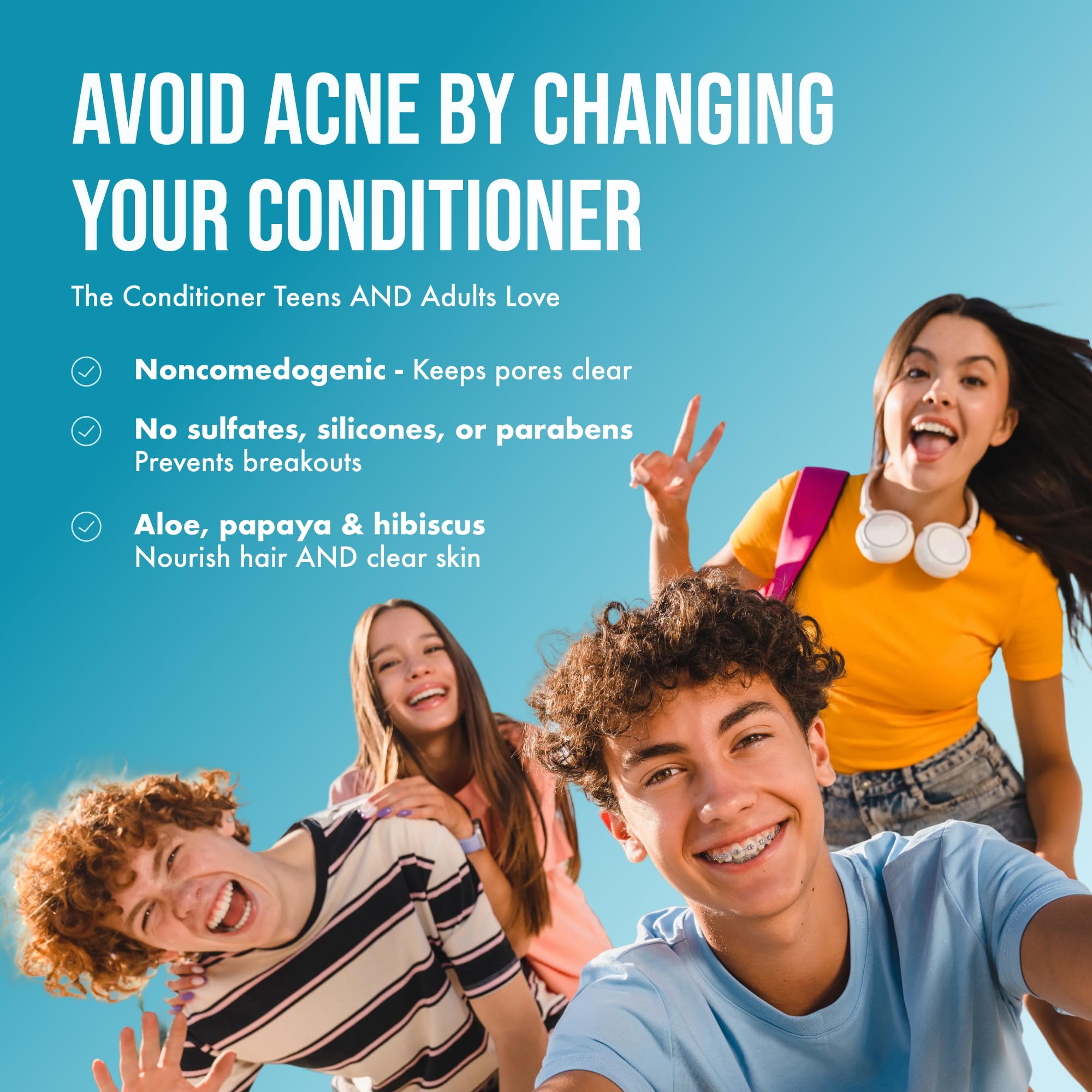 Teenology Teen Conditioner – Non-Comedogenic, Acne-Safe, Vanilla Almond, 16 oz