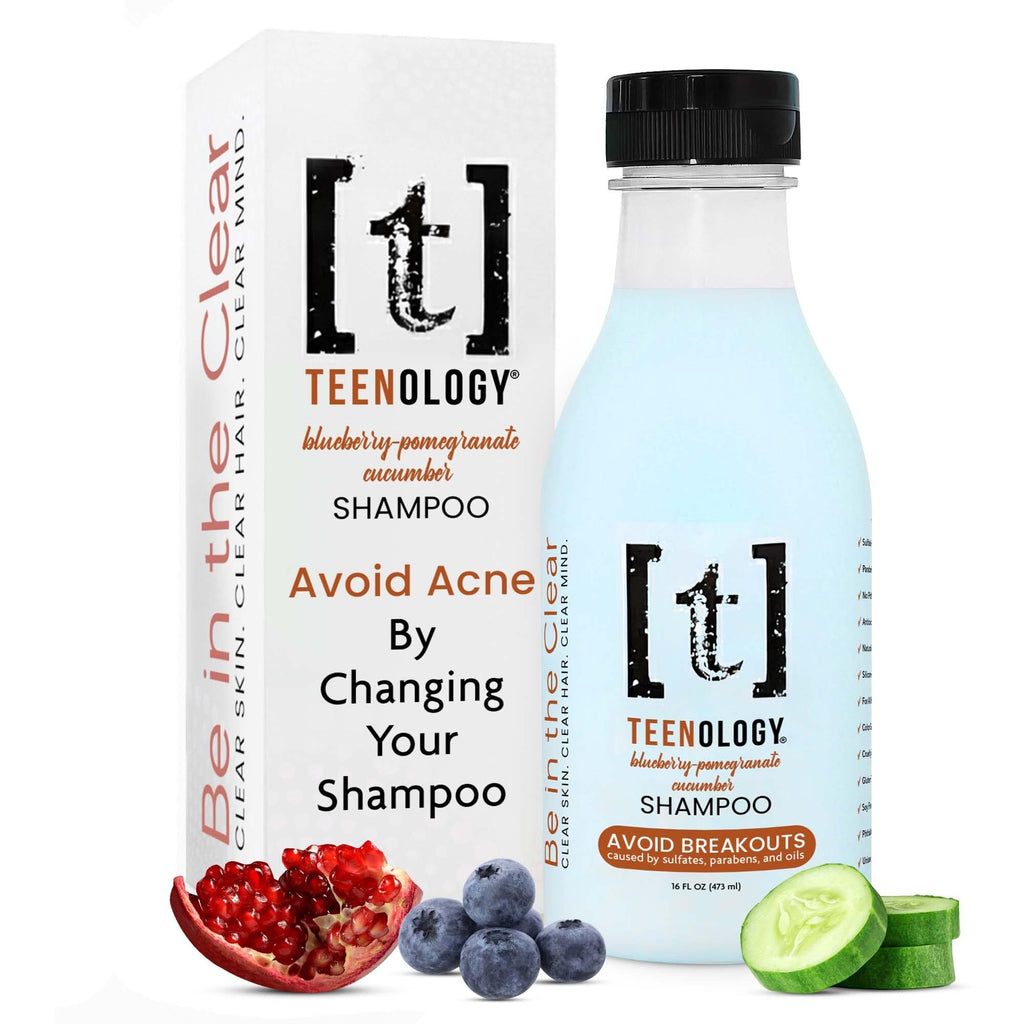 Teenology Teen Shampoo – Non-Comedogenic, Sulfate & Paraben Free, 16 oz (Blueberry Pomegranate Cucumber)