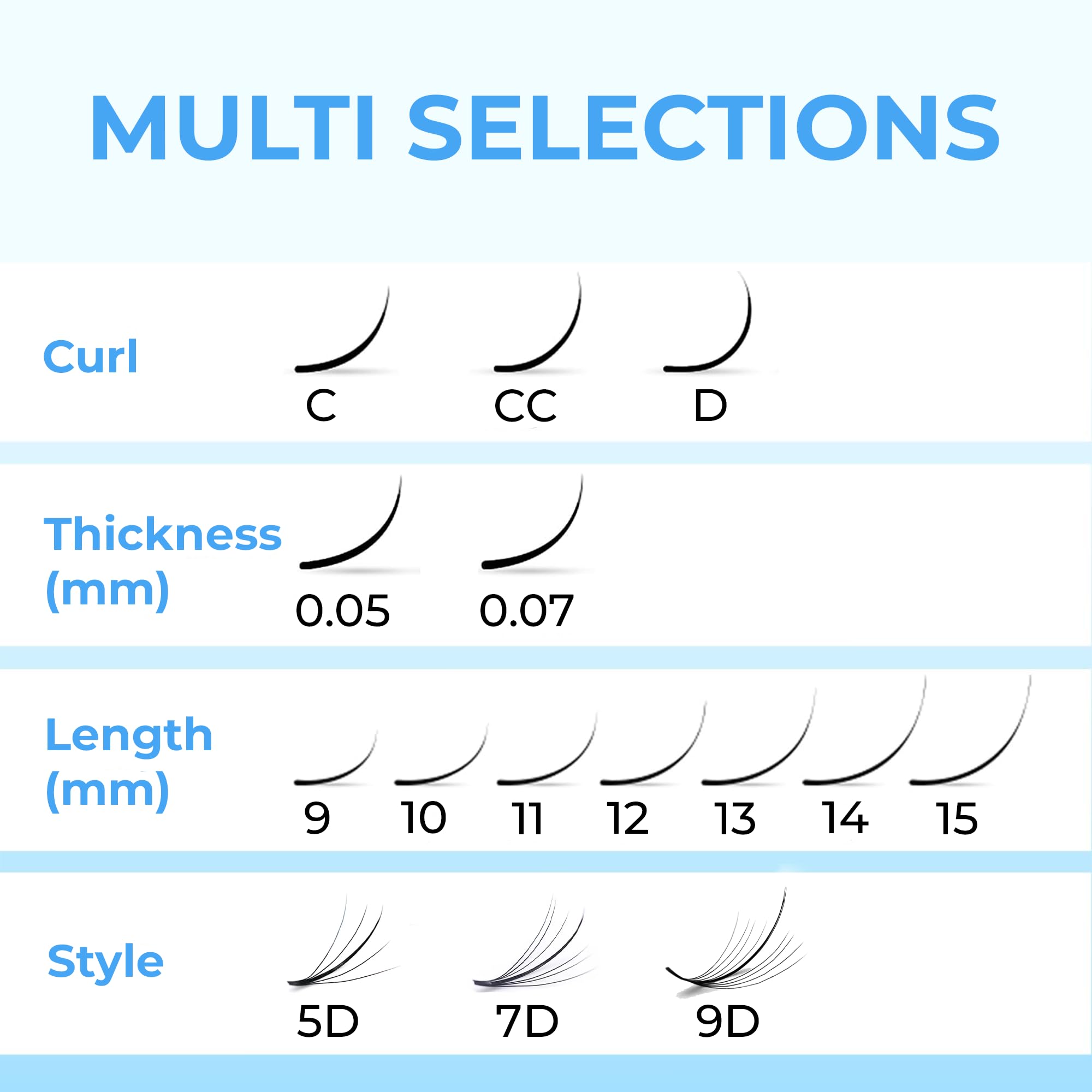 TEGAN LASH 500 Wispy Premade Fans – Handmade Volume Lashes, 5D–9D, 0.05/0.07, C/CC/D Curl, 9–15mm