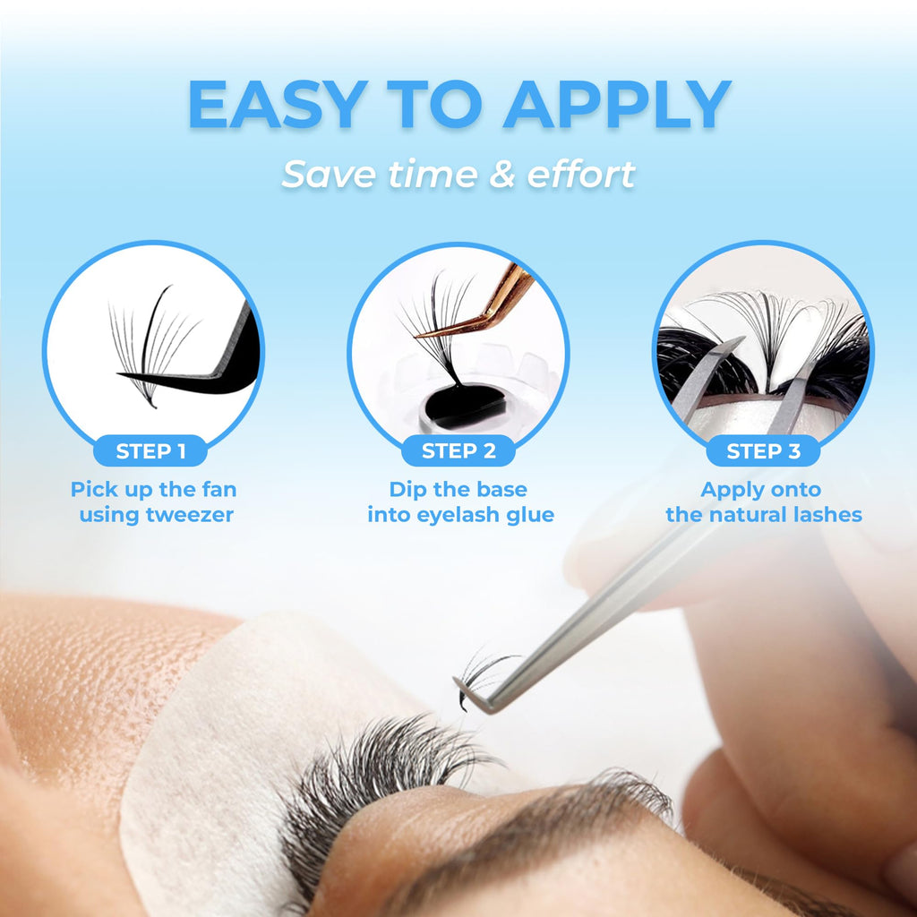 TEGAN LASH 500 Wispy Premade Fans – Eyelash Extensions (5D-9D), 0.05/0.07, 9-15mm
