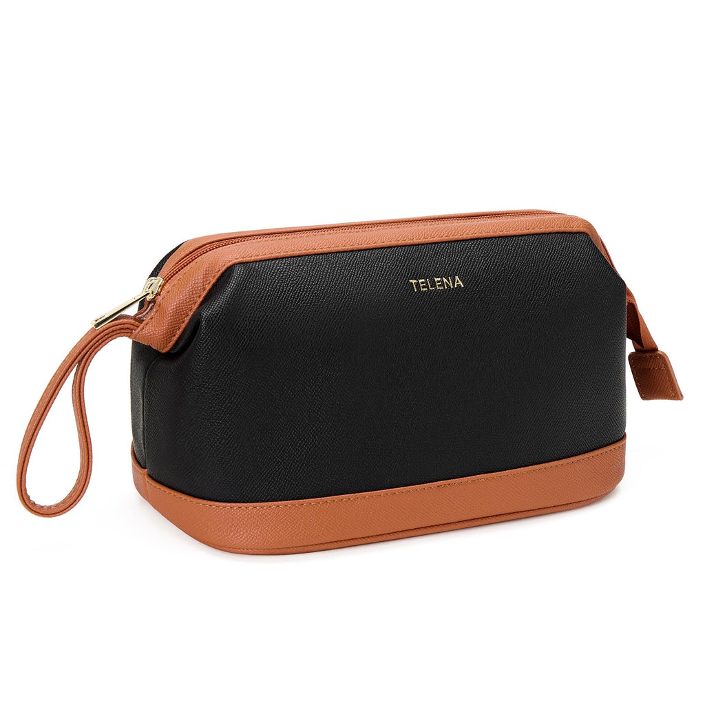 Telena Makeup Bag Large Capacity Travel Cosmetic Bag – Water-Resistant PU Leather, Portable Organizer