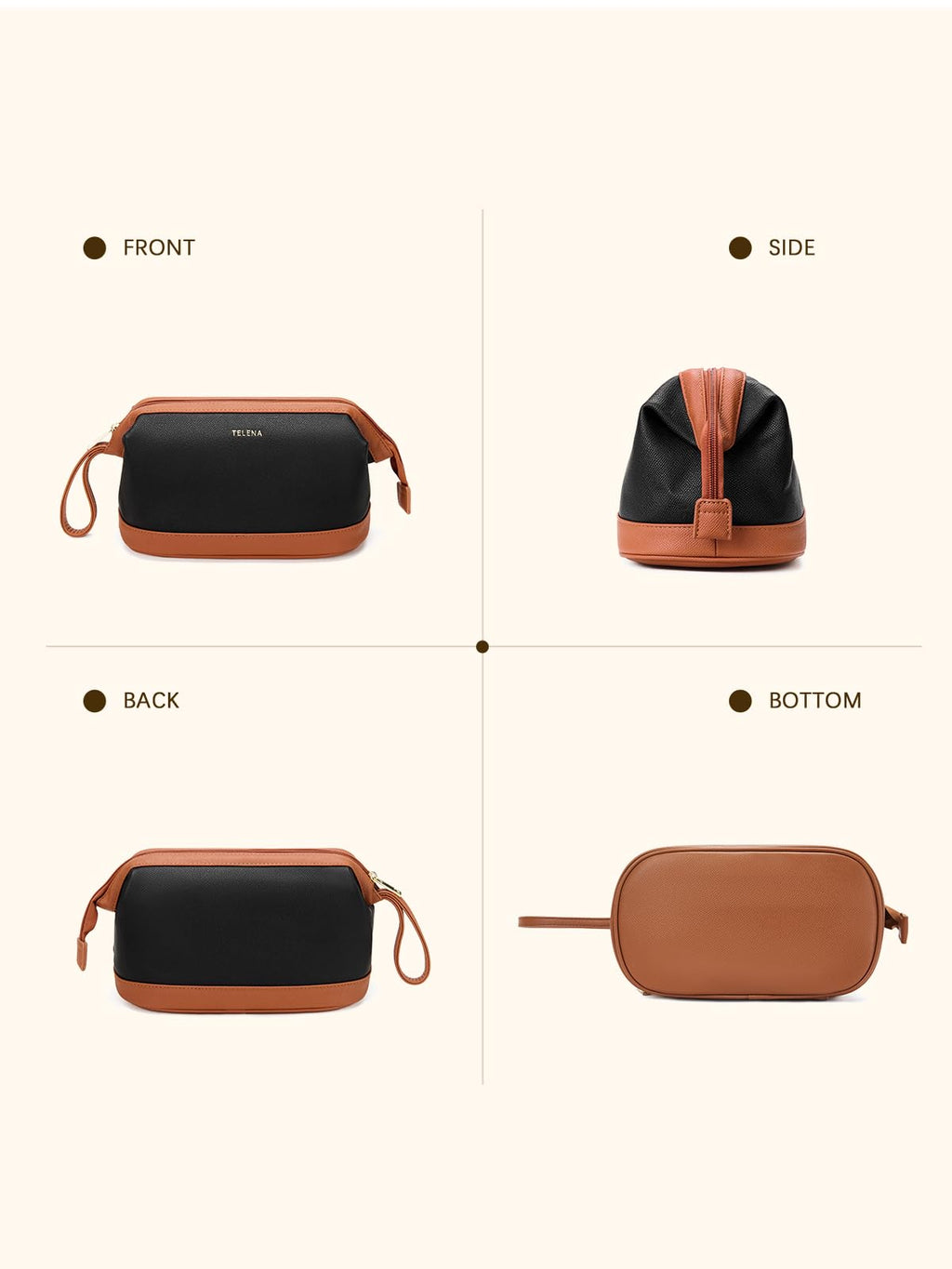 Telena Makeup Bag Large Capacity Travel Cosmetic Bag – Water-Resistant PU Leather, Portable Organizer