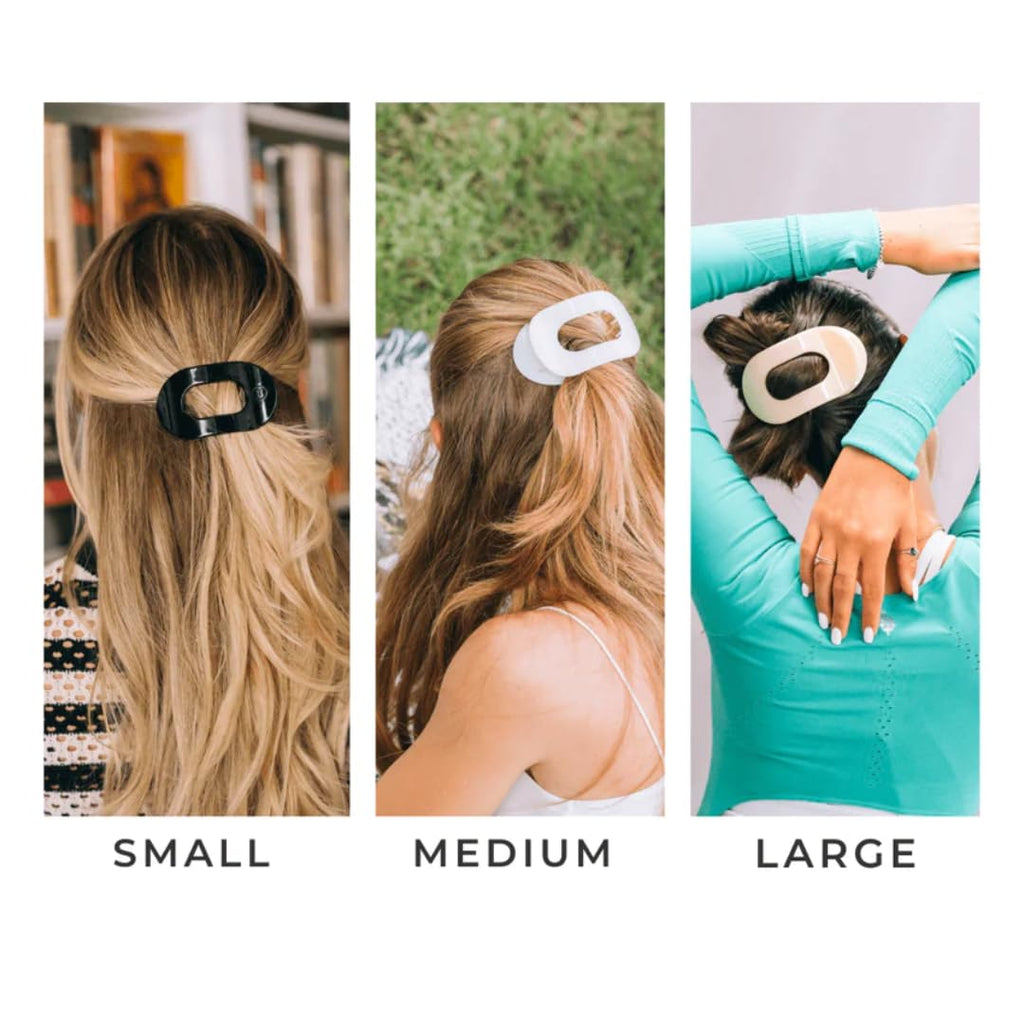 TELETIES Large Flat Round Hair Clip – Strong Grip, Bendable Teeth, Almond Beige