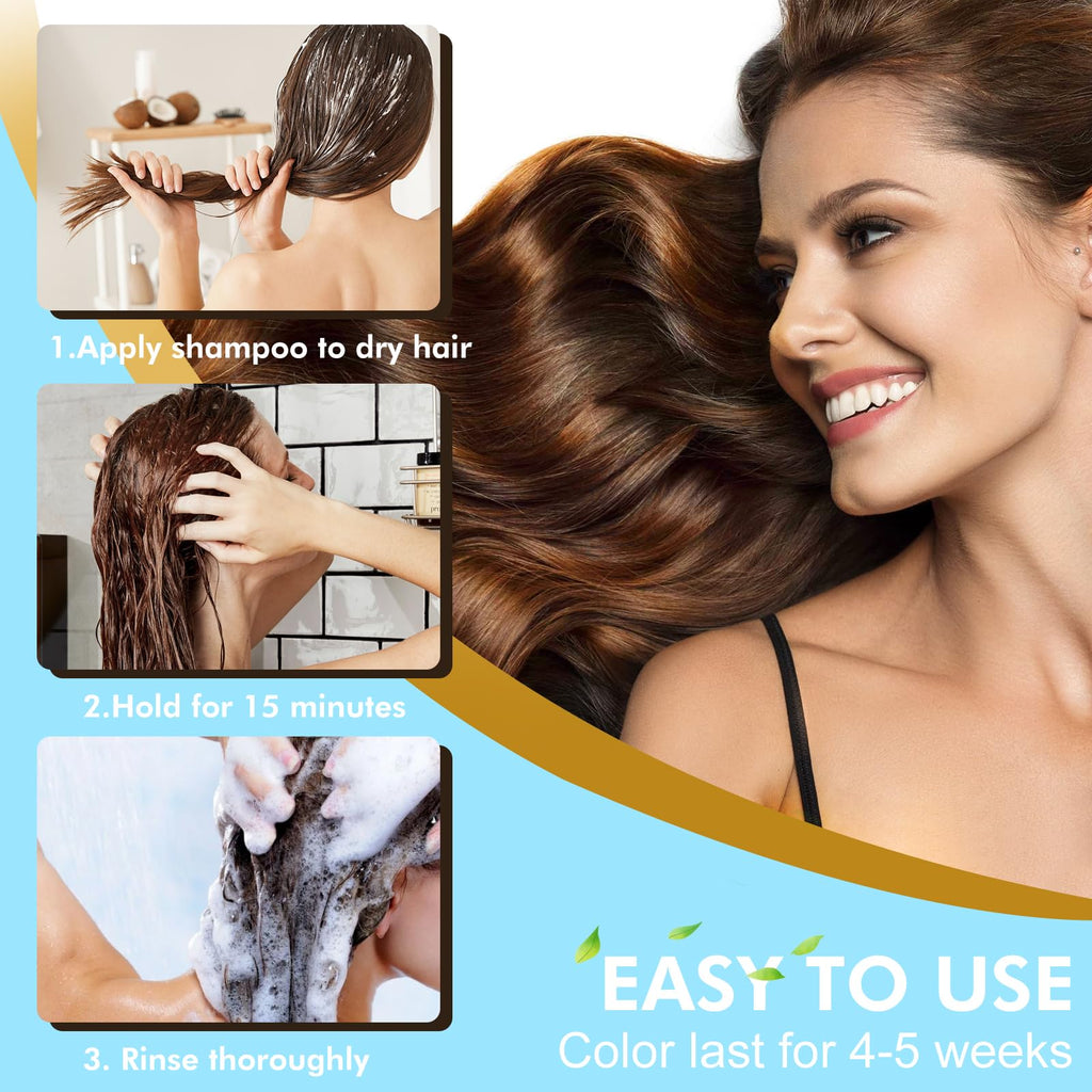 Temgofeau Hair Dye Shampoo for Gray Hair – 3-in-1 Herbal Chestnut 500ml