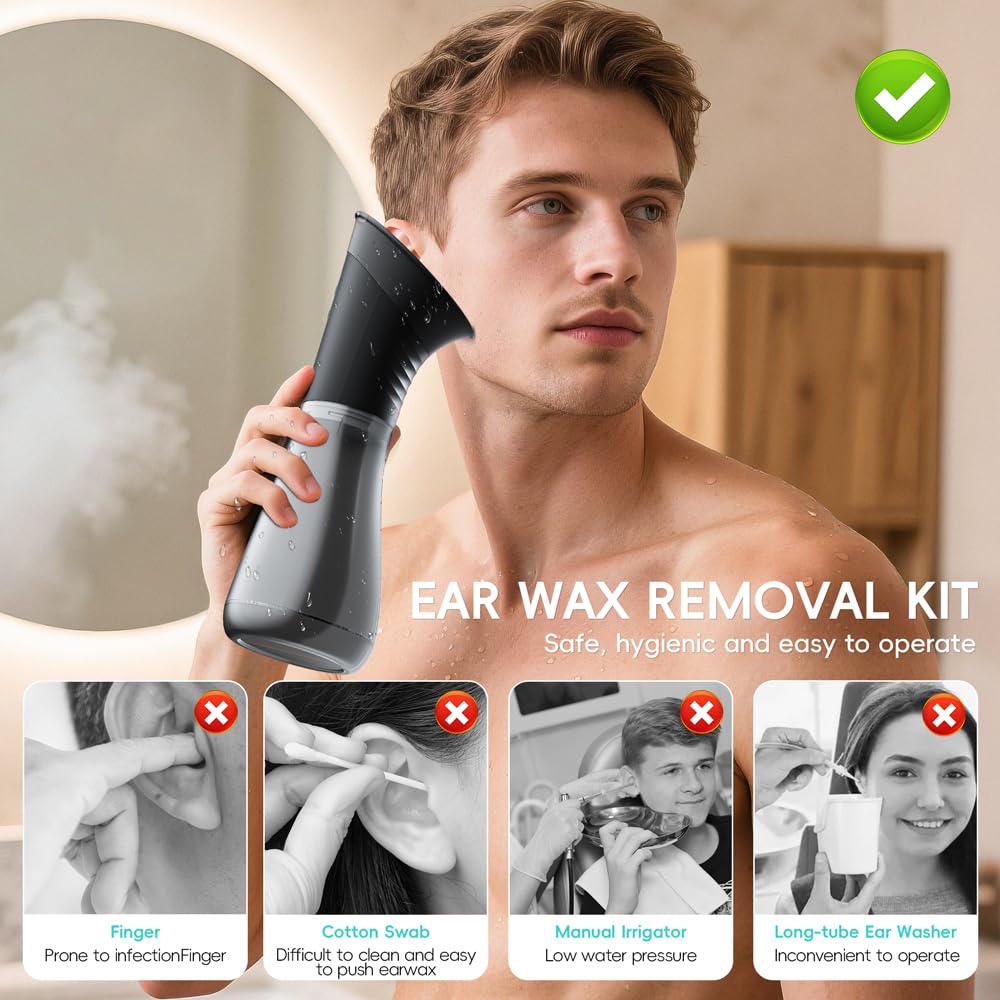 Temodu Ear Wax Removal with LED Display - Rechargeable Ear Cleaner, 3 Modes, 12 Tips
