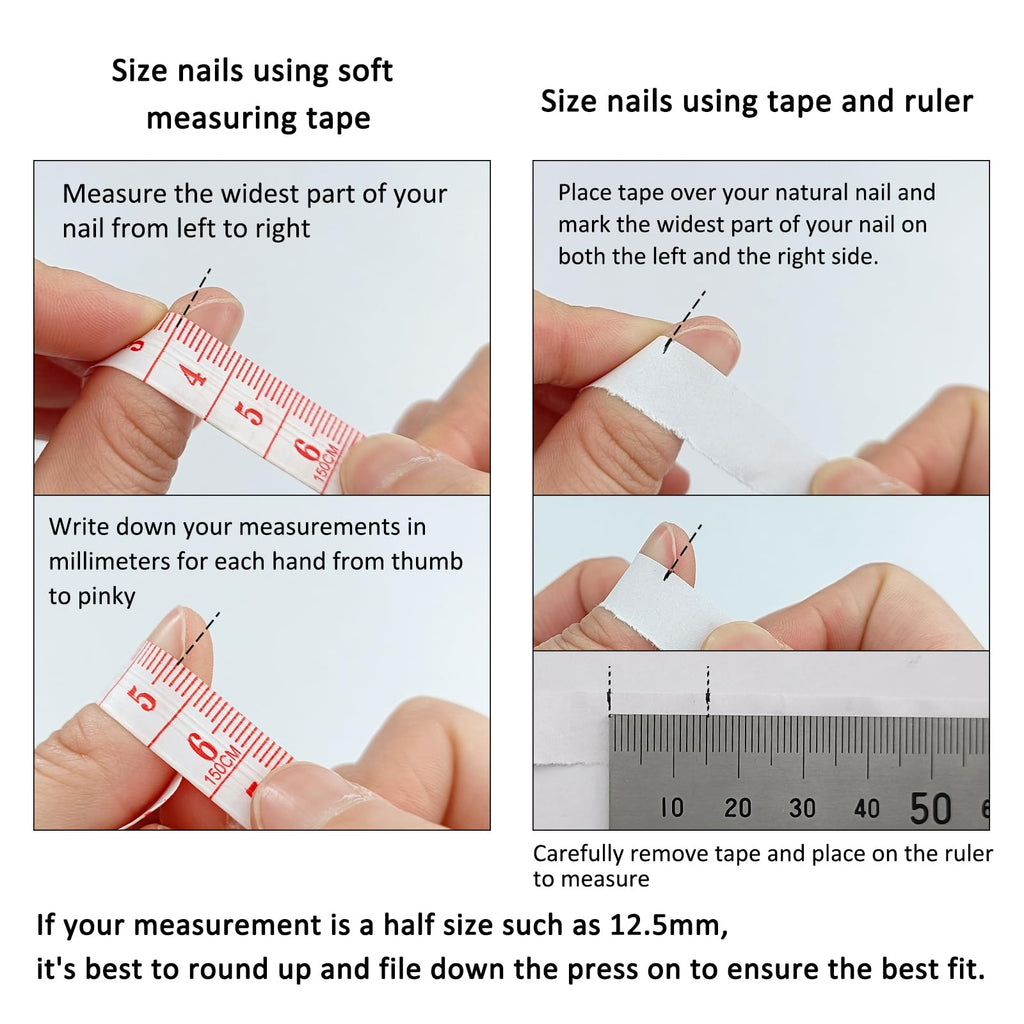 TENPAL Blue French Tip Press-On Nails – Almond (Medium), Size L, Metallic Star 3D Waves & Crocodile Pattern (10pcs)