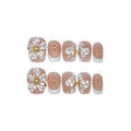 TENPAL Press On Nails Kit with Tools – Nude French 3D Floral Embossed Nails (White French) 10Pcs (M)