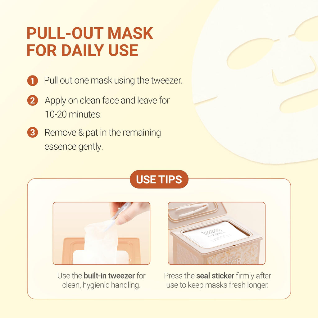 Tenzero Daily Rice Illuminating Mask (30 Sheets) – Hydrating, Soothing & Nourishing