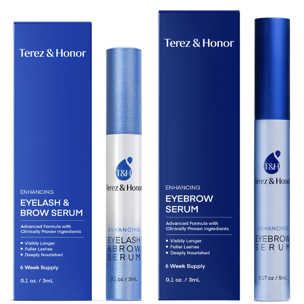 Terez & Honor Natural Eyelash & Eyebrow Serum Set – Fuller Lashes & Brows (3 mL + 5 mL)