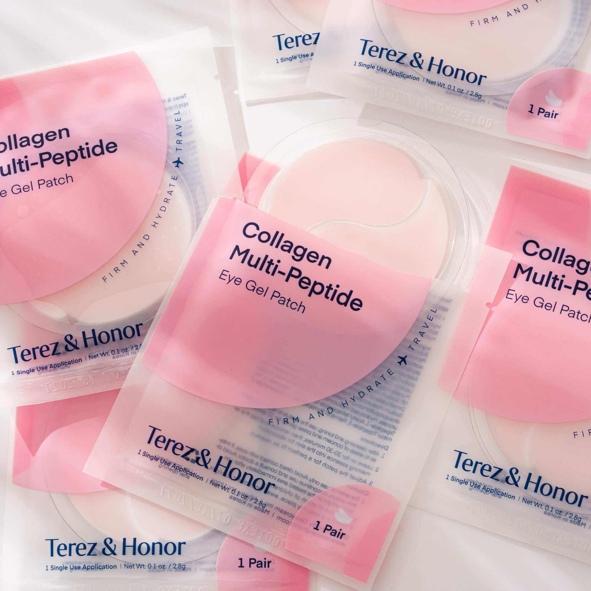 TEREZ & HONOR Collagen Peptide Under Eye Patches – Korean Firming Hydration, 6 Pairs, Travel & Gift Ready