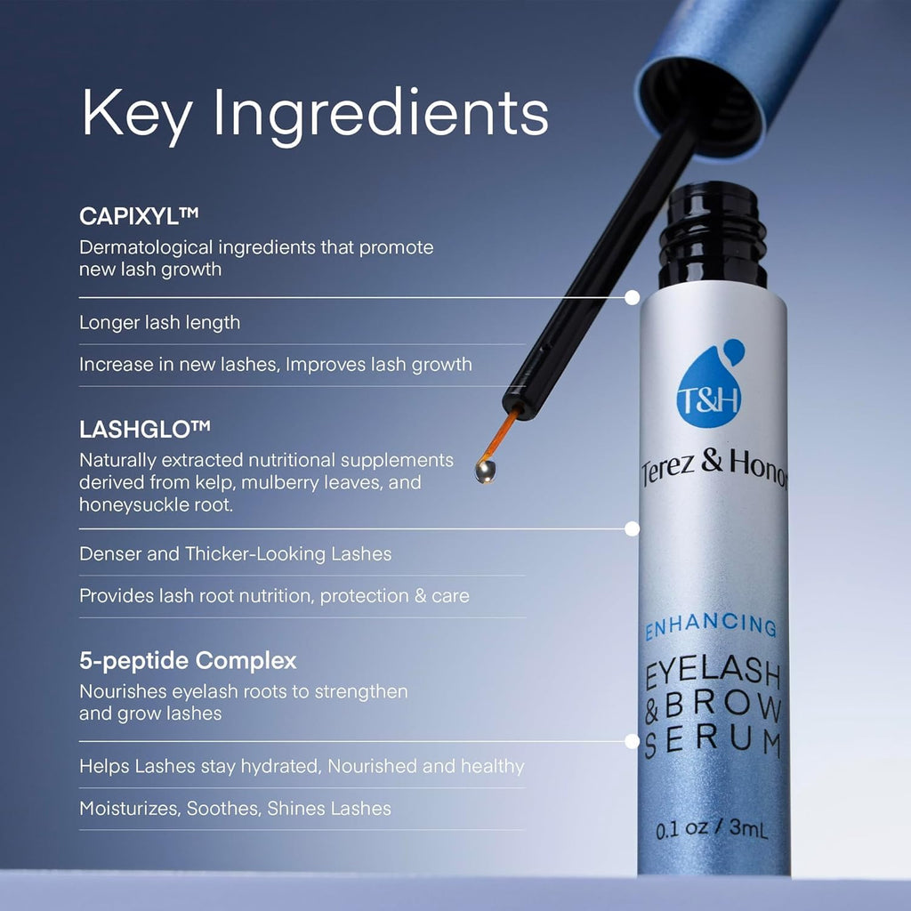 TEREZ & HONOR Advanced Eyelash & Brow Serum – Thicker, Longer Lashes & Brows (3mL)