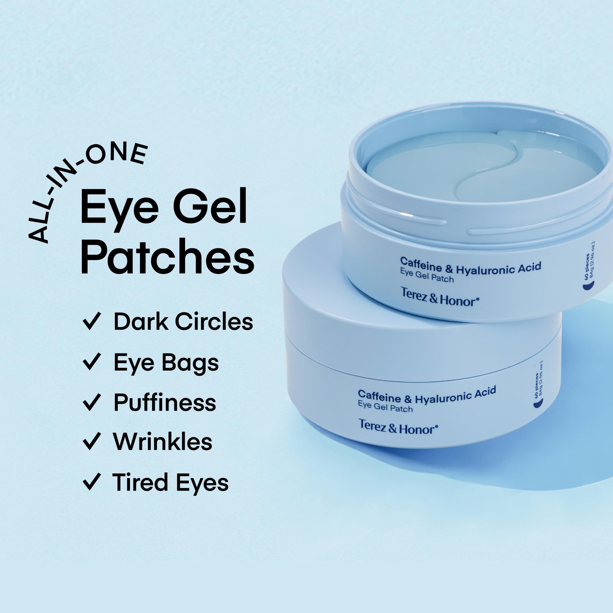 TEREZ & HONOR 2-Step Under Eye Patches + 8% Caffeine Eye Cream – 60 Pcs + 20mL