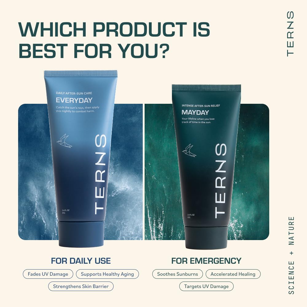 TERNS Mayday Intense After Sun Gel Cream – Fragrance-Free Sunburn Relief & Skin Repair (2 oz)