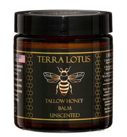 Terra Lotus Organic Grass-Fed Beef Tallow Balm with Raw Honey – Unscented 4oz