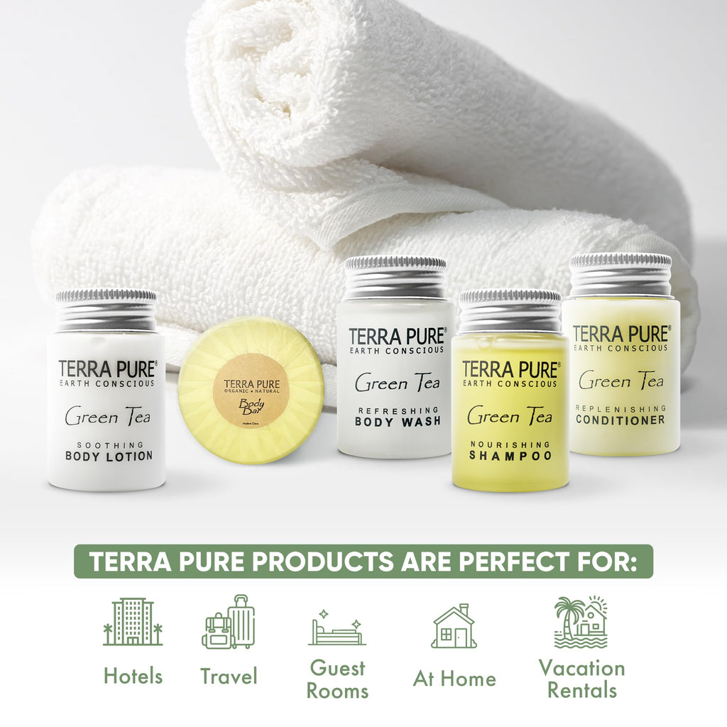 Terra Pure Hotel Soaps & Toiletries Bulk Set – 150-Piece Guest Room Amenities Kit | 1-Shoppe