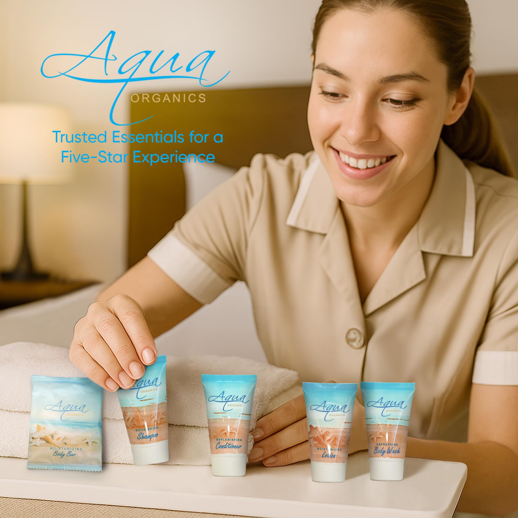 Terra Pure Aqua Organics Hotel Soaps & Toiletries Bulk Set – 150 Travel-Size Pieces (1oz Each)
