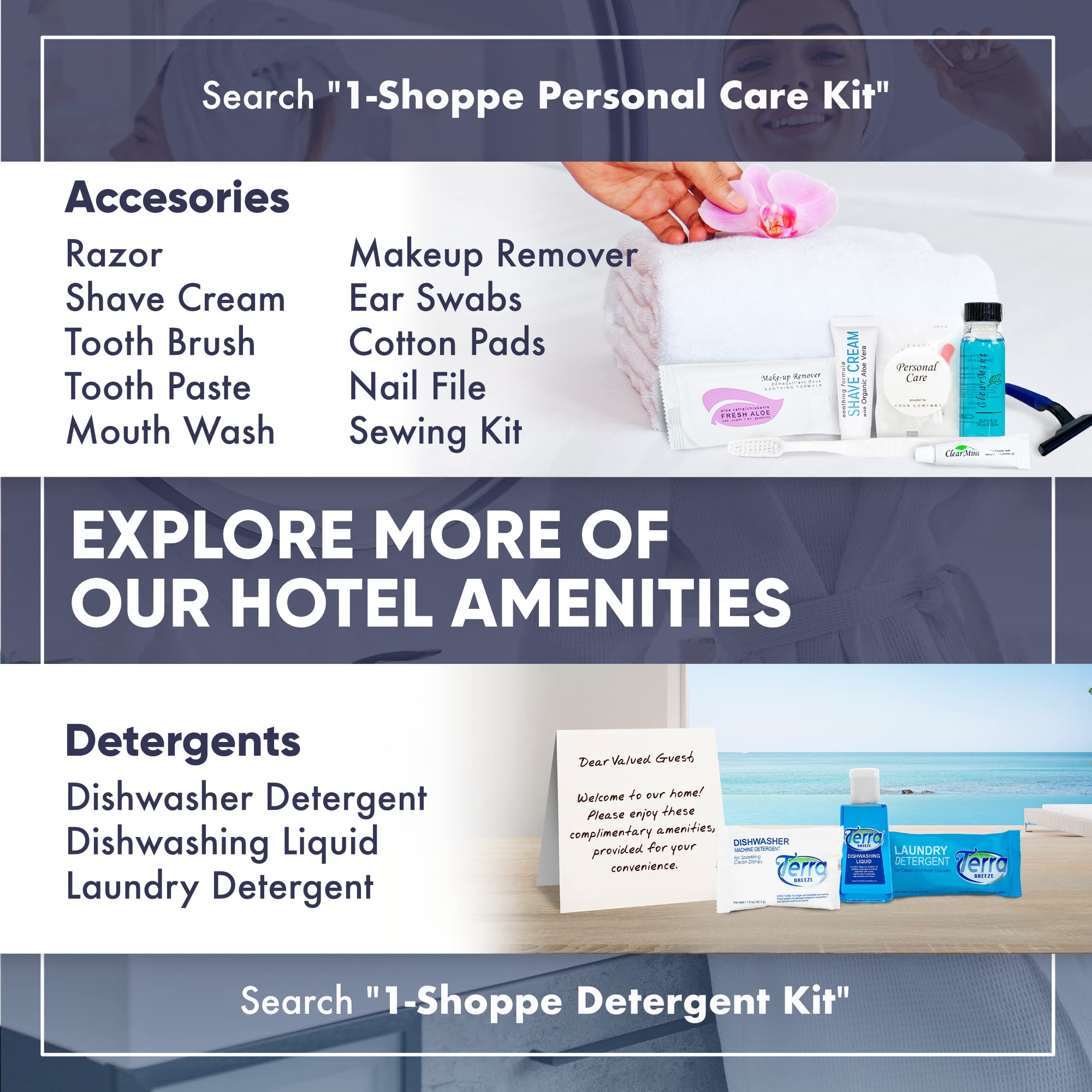 Terra Pure 1-Shoppe Infuse EcoBox All-In-Kit — White Tea & Coconut Soap, 4-Piece Hotel Amenities