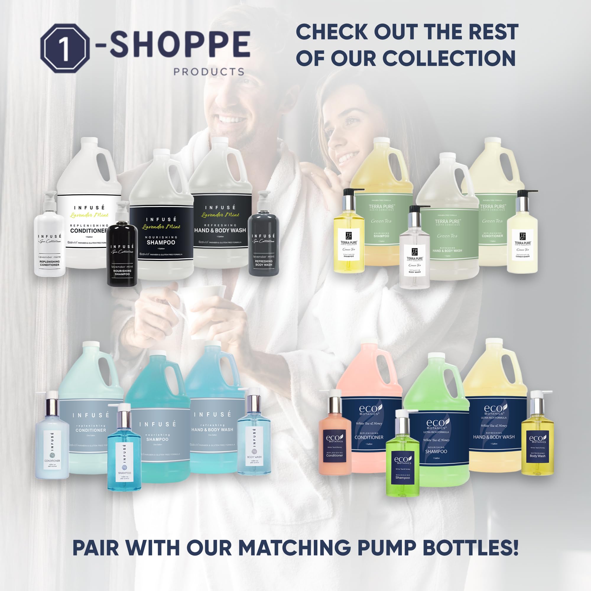 Terra Pure Infuse Hotel Body Wash & Hand Soap – 4 x 1-Gallon Refills for Dispensers