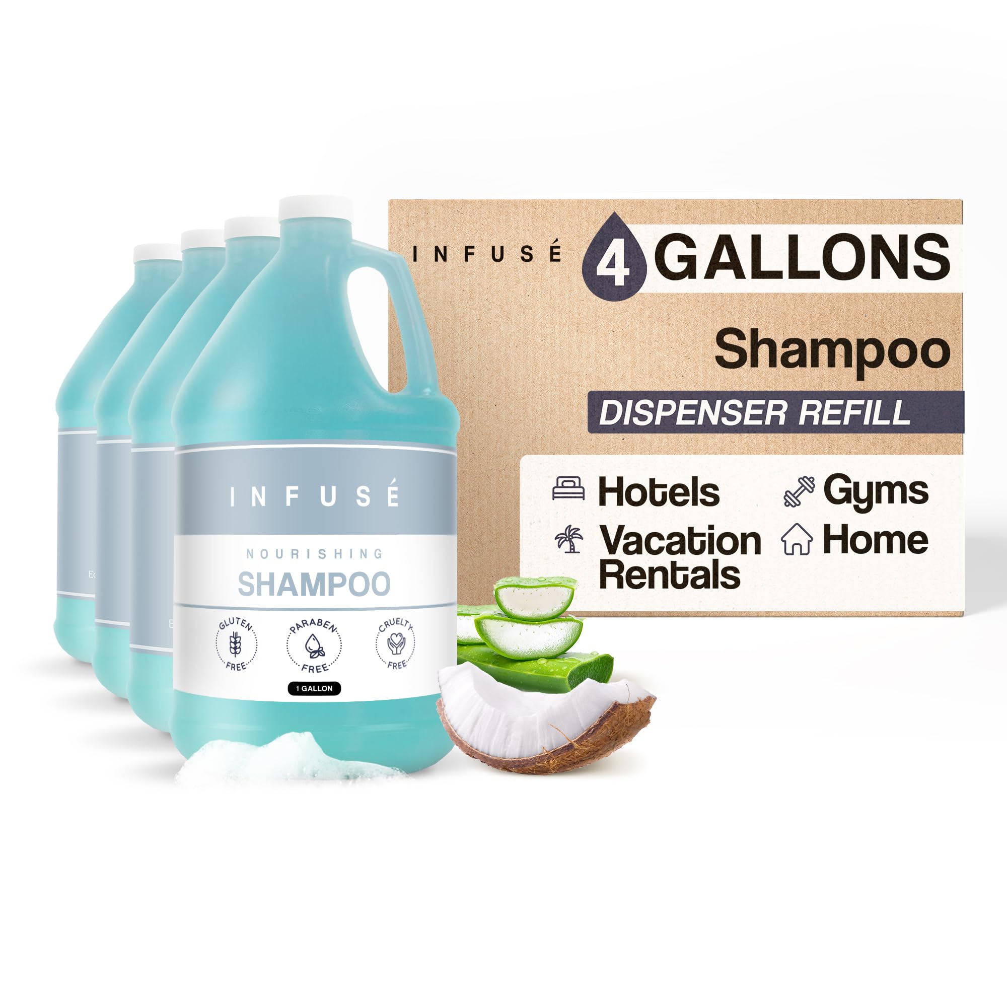 Terra Pure Infuse Hotel Shampoo - 1 Gallon (Set of 4) for Refill Dispensers