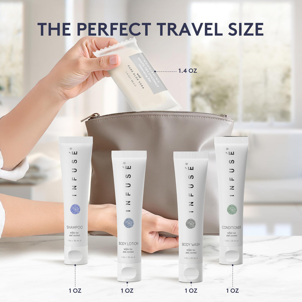 Terra Pure Infuse White Tea & Coconut Hotel Toiletries Bulk Set – 75 Travel-Size Pieces