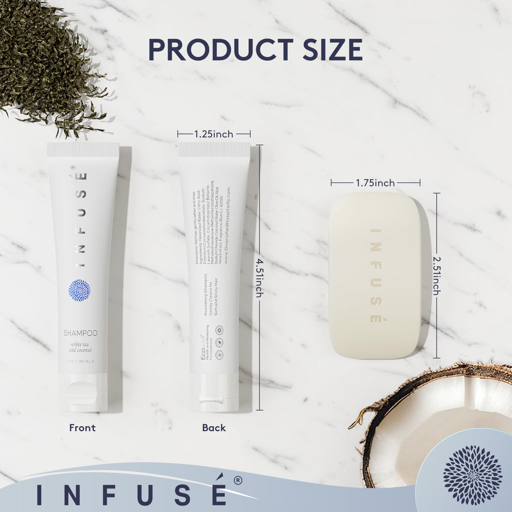 Terra Pure Infuse White Tea & Coconut Hotel Toiletries Bulk Set – 75 Travel-Size Pieces
