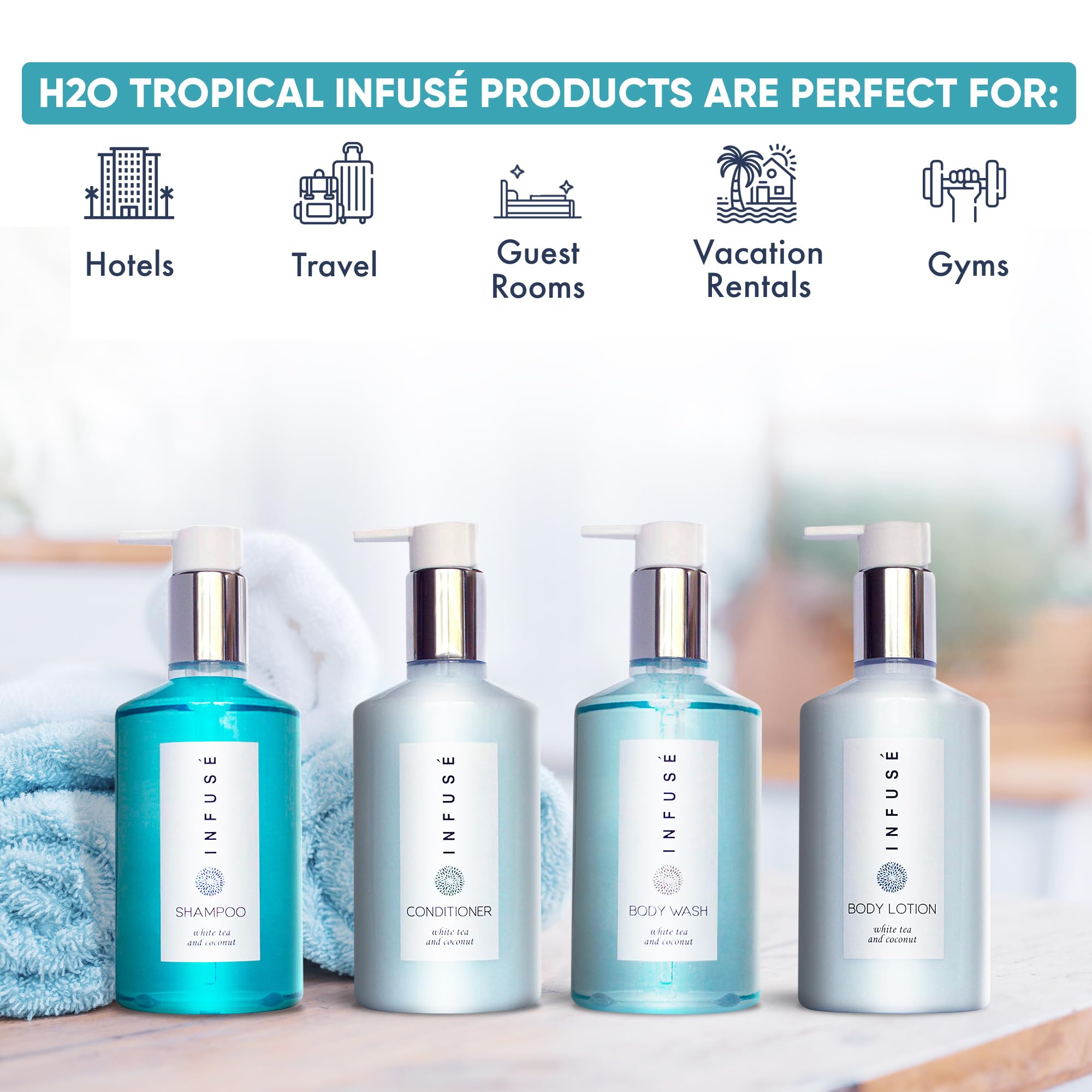Terra Pure 1-Shoppe Infuse EcoBox All-In-Kit — White Tea & Coconut Soap, 4-Piece Hotel Amenities
