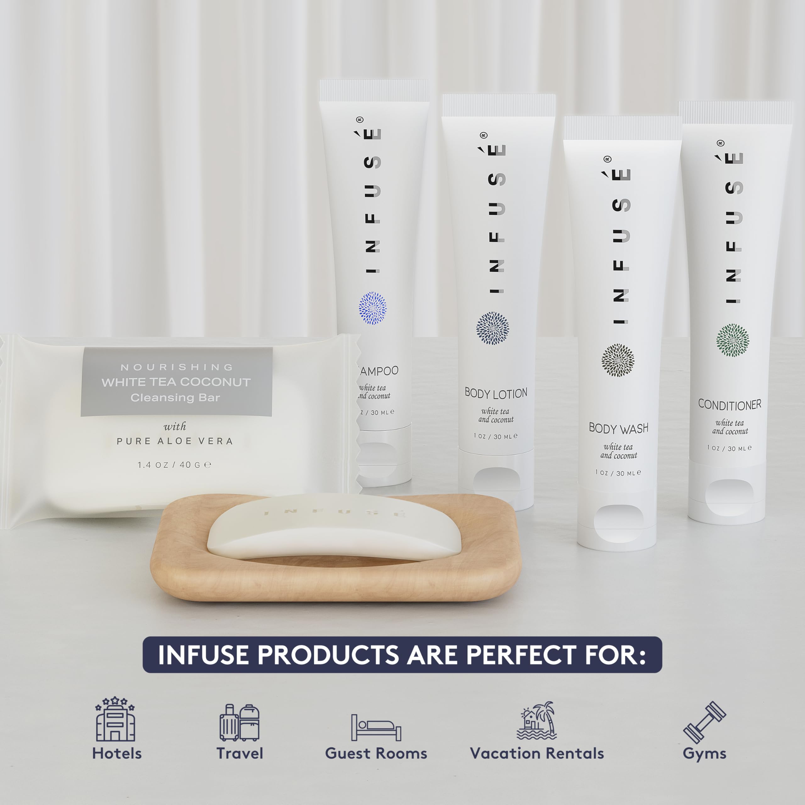 Terra Pure Infuse White Tea & Coconut Hotel Toiletries Bulk Set — 300 Pieces for Airbnb | 1-Shoppe