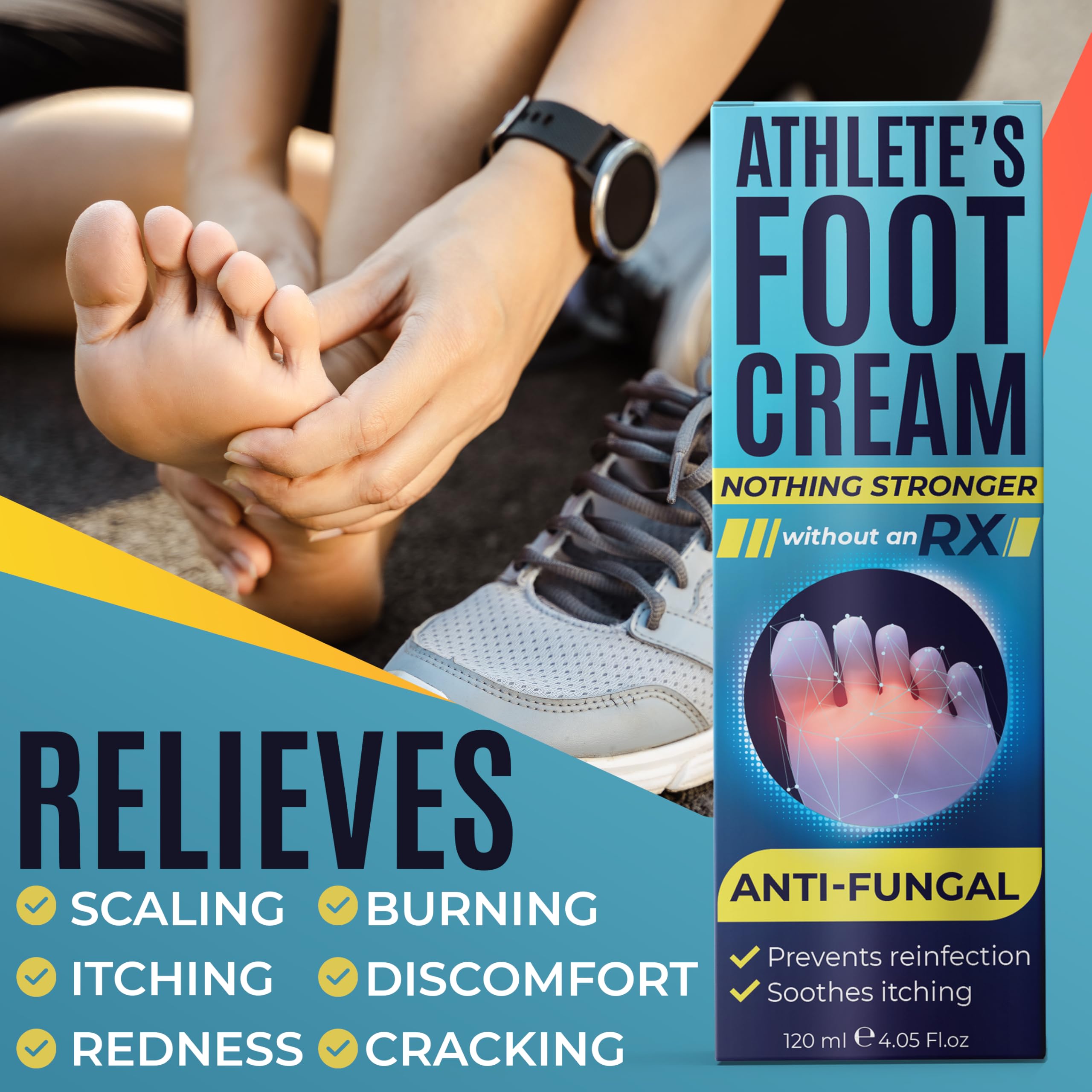Foot Cream by Terramed Just Think Comfort — Athlete’s Foot Relief for Cracked Heels & Dry Skin (4.05 fl oz)