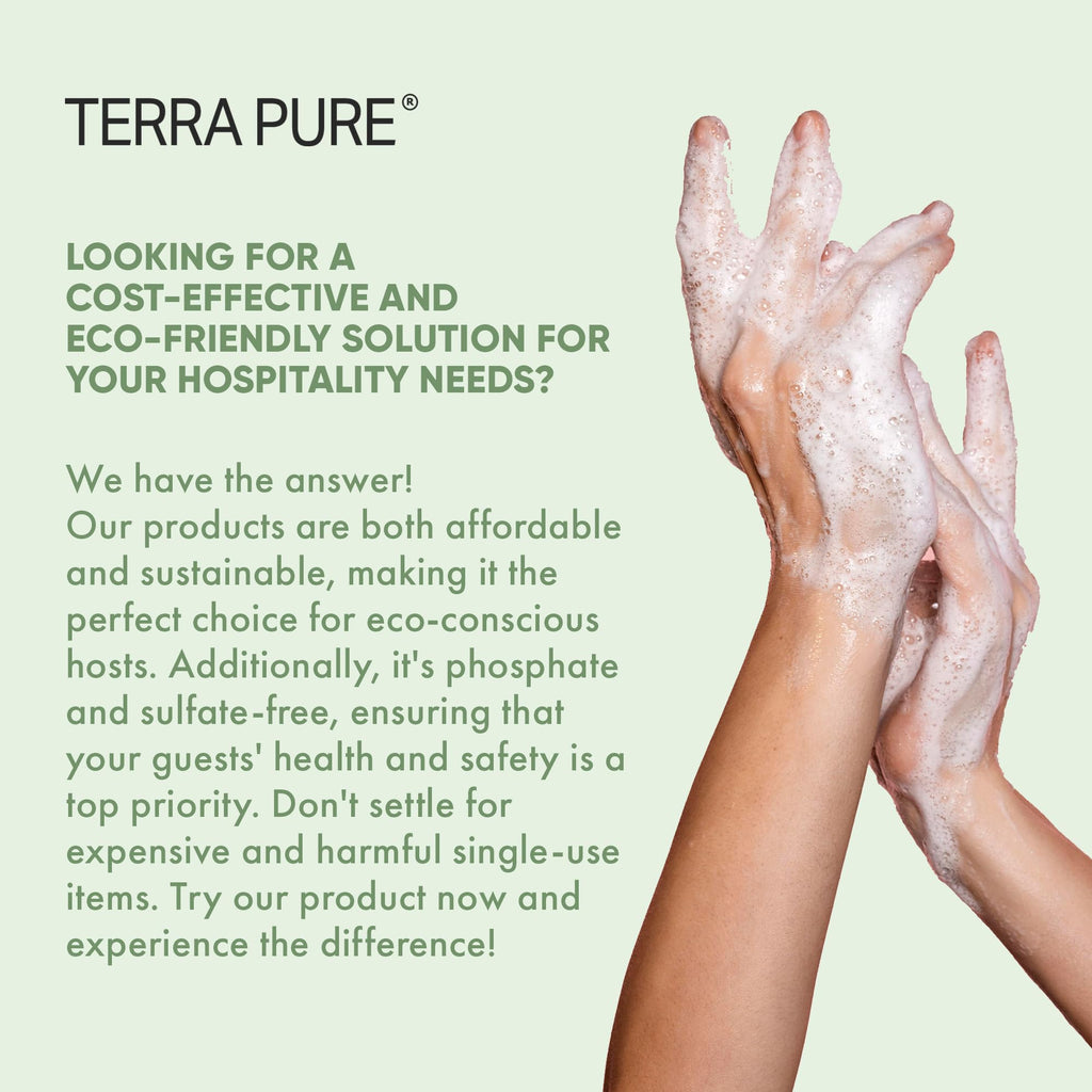 Terra Pure Gallon & Dispenser Set | All-In-Kit for Hotels – Shampoo, Conditioner & Body Wash