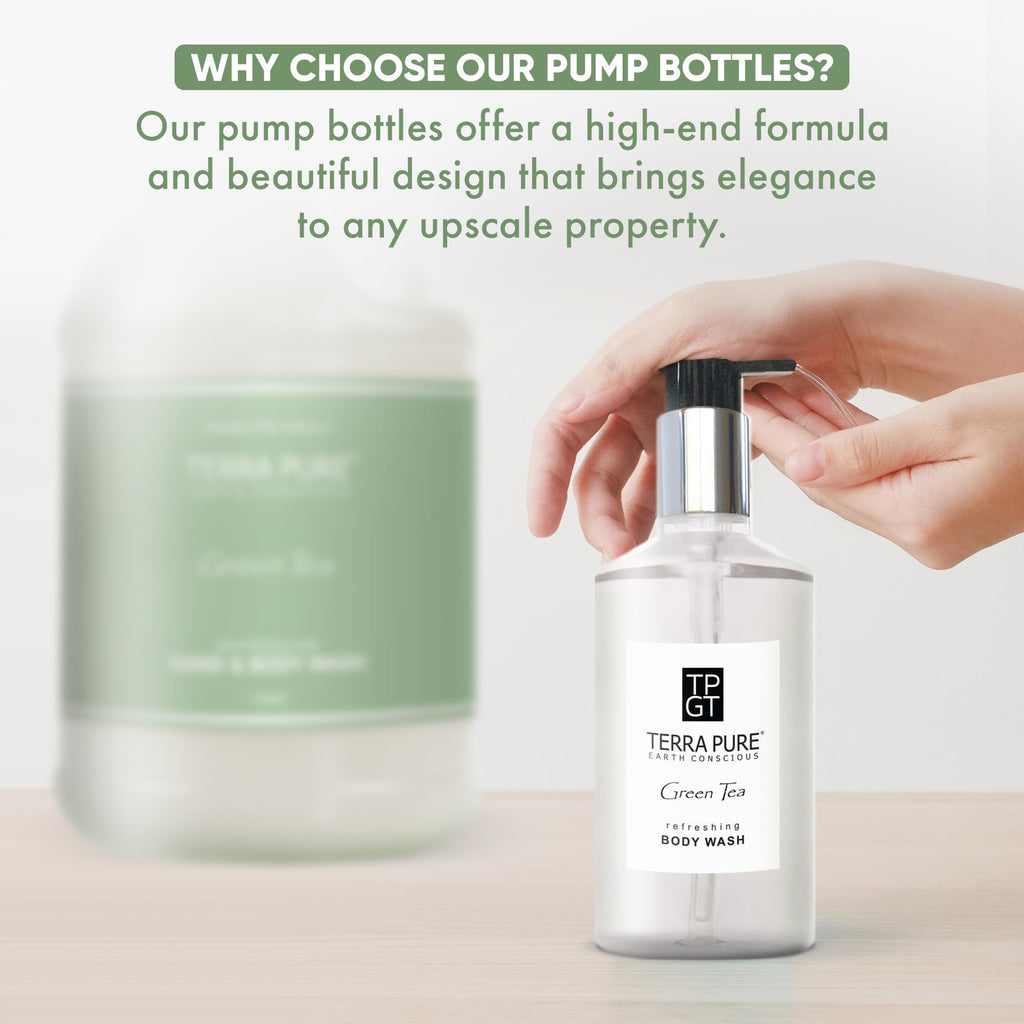 Terra Pure Gallon & Dispenser Set | All-In-Kit for Hotels – Shampoo, Conditioner & Body Wash