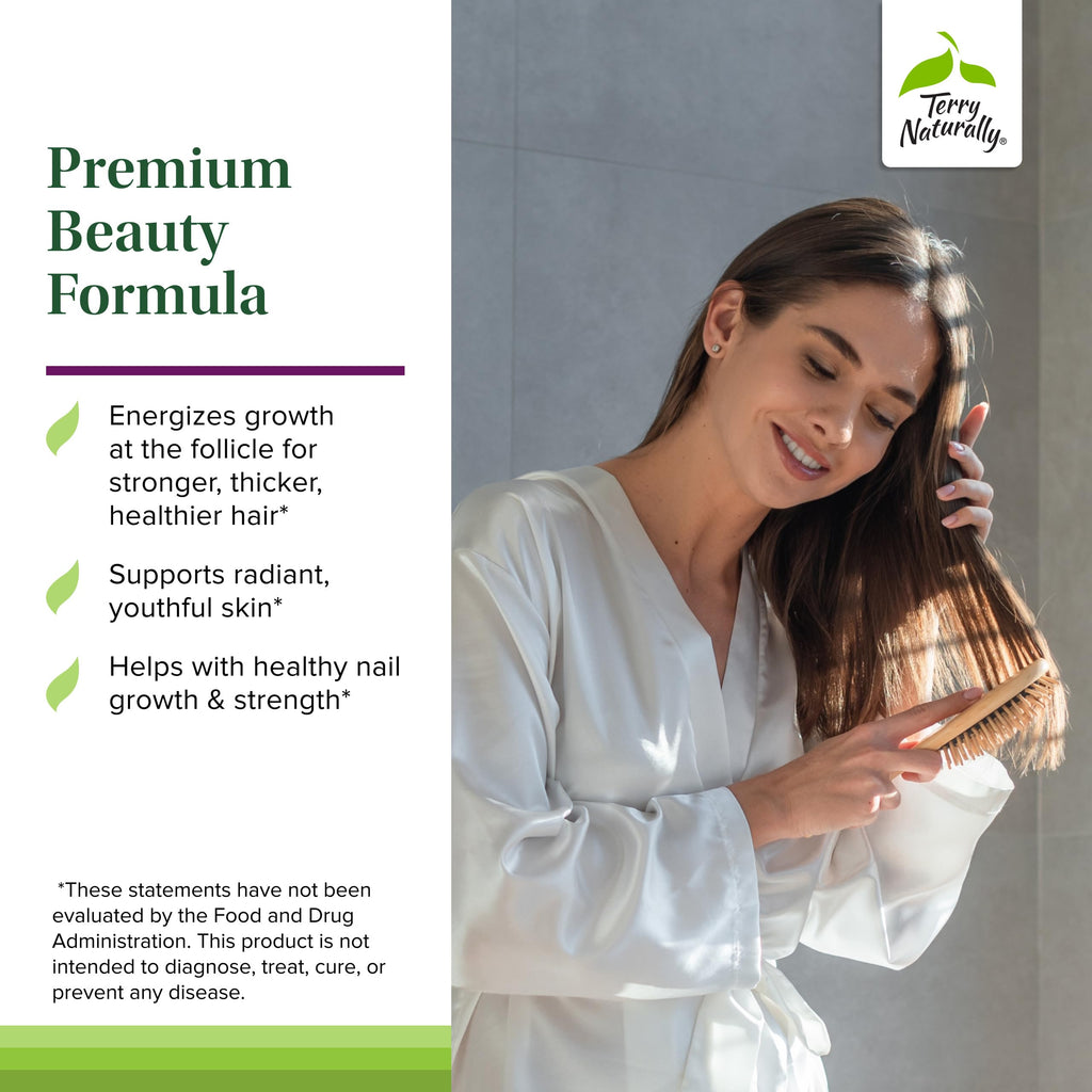 Terry Naturally Hair, Skin & Nails Essentials – Biotin & Aronia Berry – Gluten-Free & Dairy Free – 60 Softgels