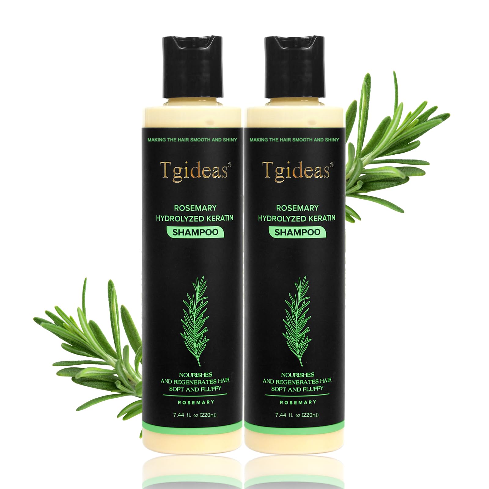 Tgideas Organic Rosemary Hair Growth Shampoo for Women & Men – Thickening & Strengthening with Hydrolyzed Keratin | 2 x 7.4 fl oz