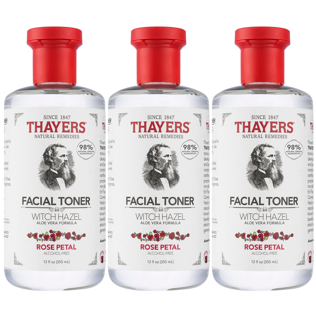THAYERS Alcohol-Free Rose Petal Witch Hazel Toner with Aloe Vera, 12 Oz (Pack of 3)