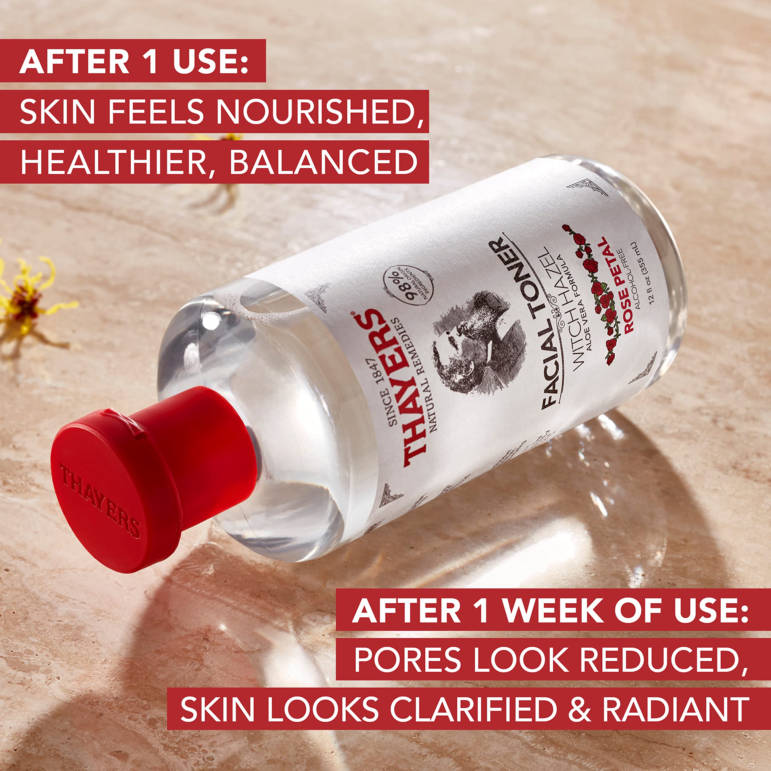 THAYERS Alcohol-Free Rose Petal Witch Hazel Toner with Aloe Vera, 12 Oz (Pack of 3)