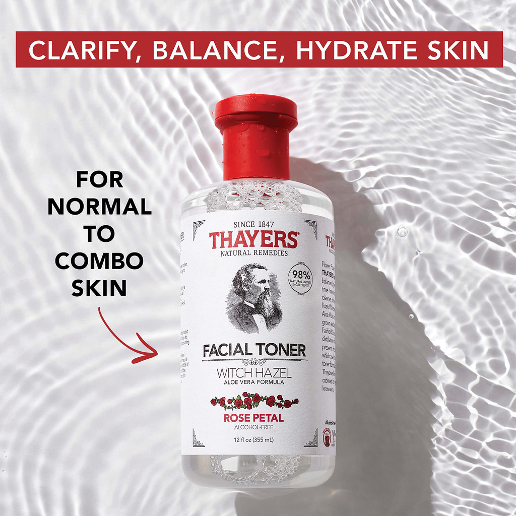 THAYERS Alcohol-Free Rose Petal Witch Hazel Toner with Aloe Vera, 12 Oz (Pack of 3)