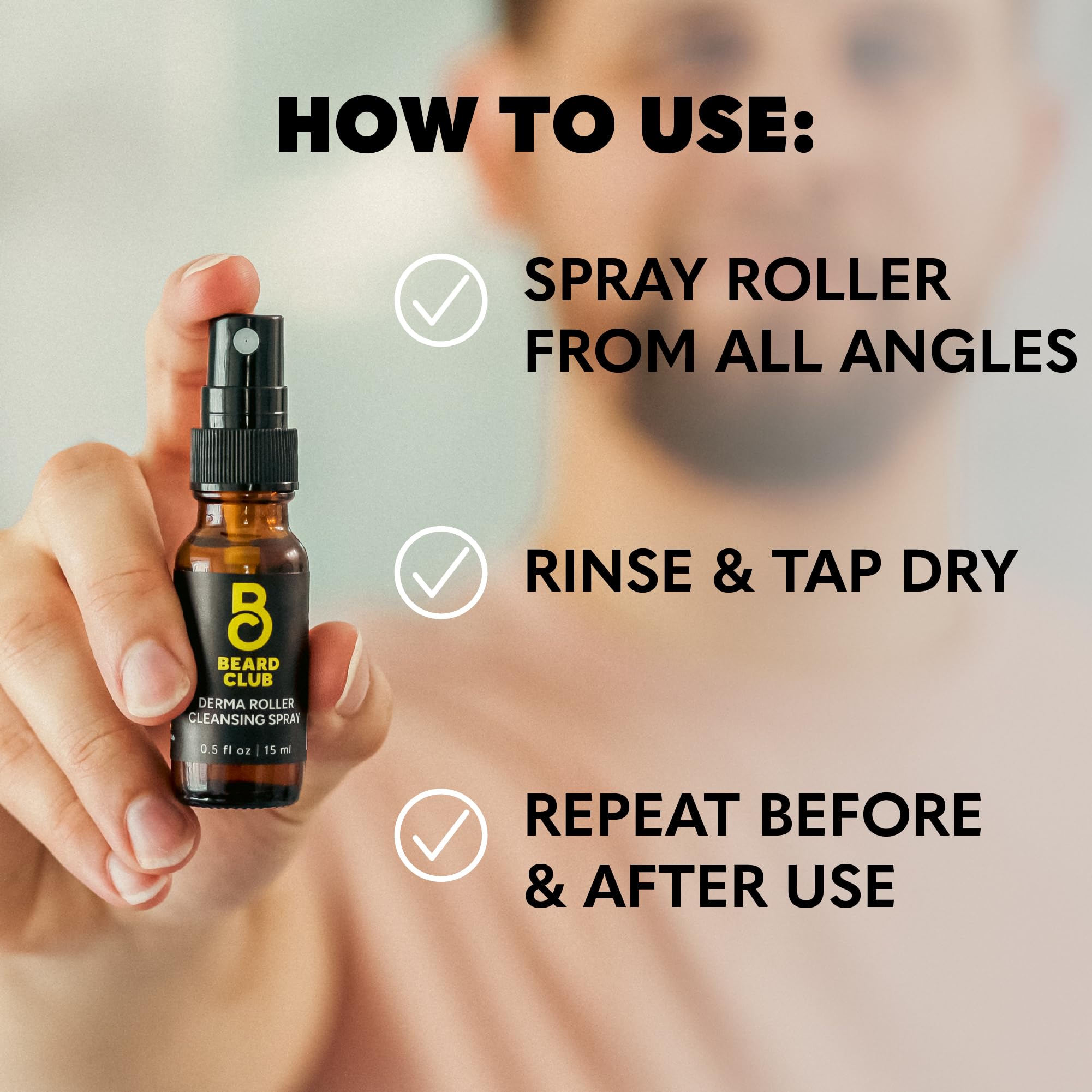 The Beard Club Derma Roller Cleansing Spray – Clean & Prolong Derma Roller Life (0.5oz)