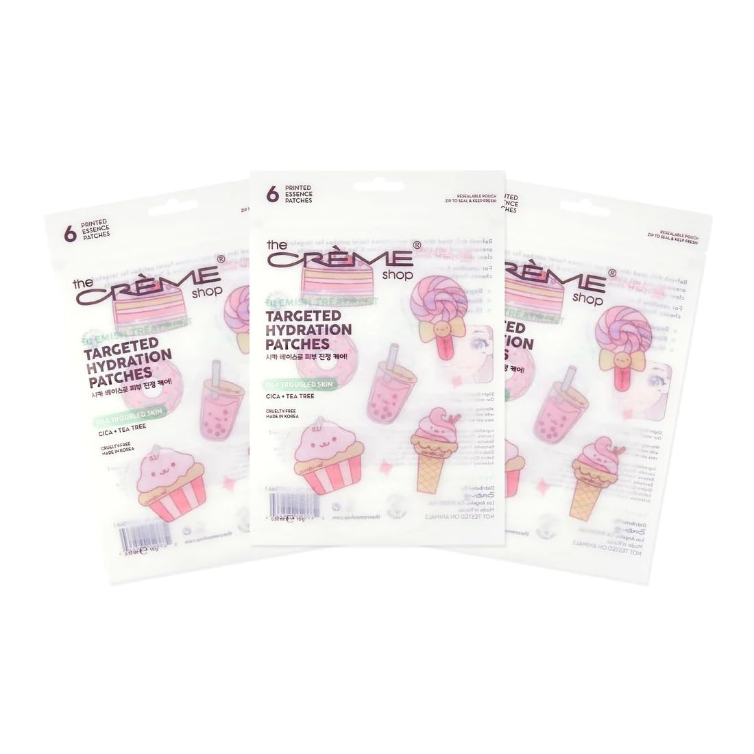 The Crème Shop Targeted Hydration Patches for Acne – Sweet Treats (3 Pack)